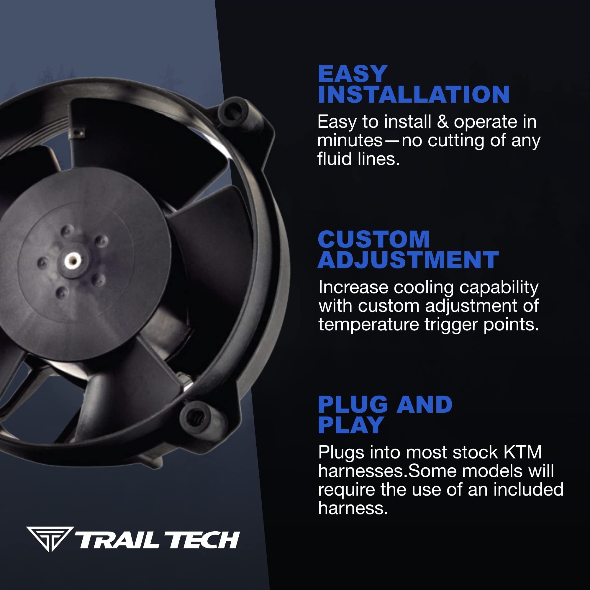 Trail Tech Fan Kit for Motorcycle Radiators - Compatible with Beta & GasGas Models - High-Performance Cooling System (732-FN14) | Perfect for Off-Road, Enduro & Adventure Riding in Hot Conditions