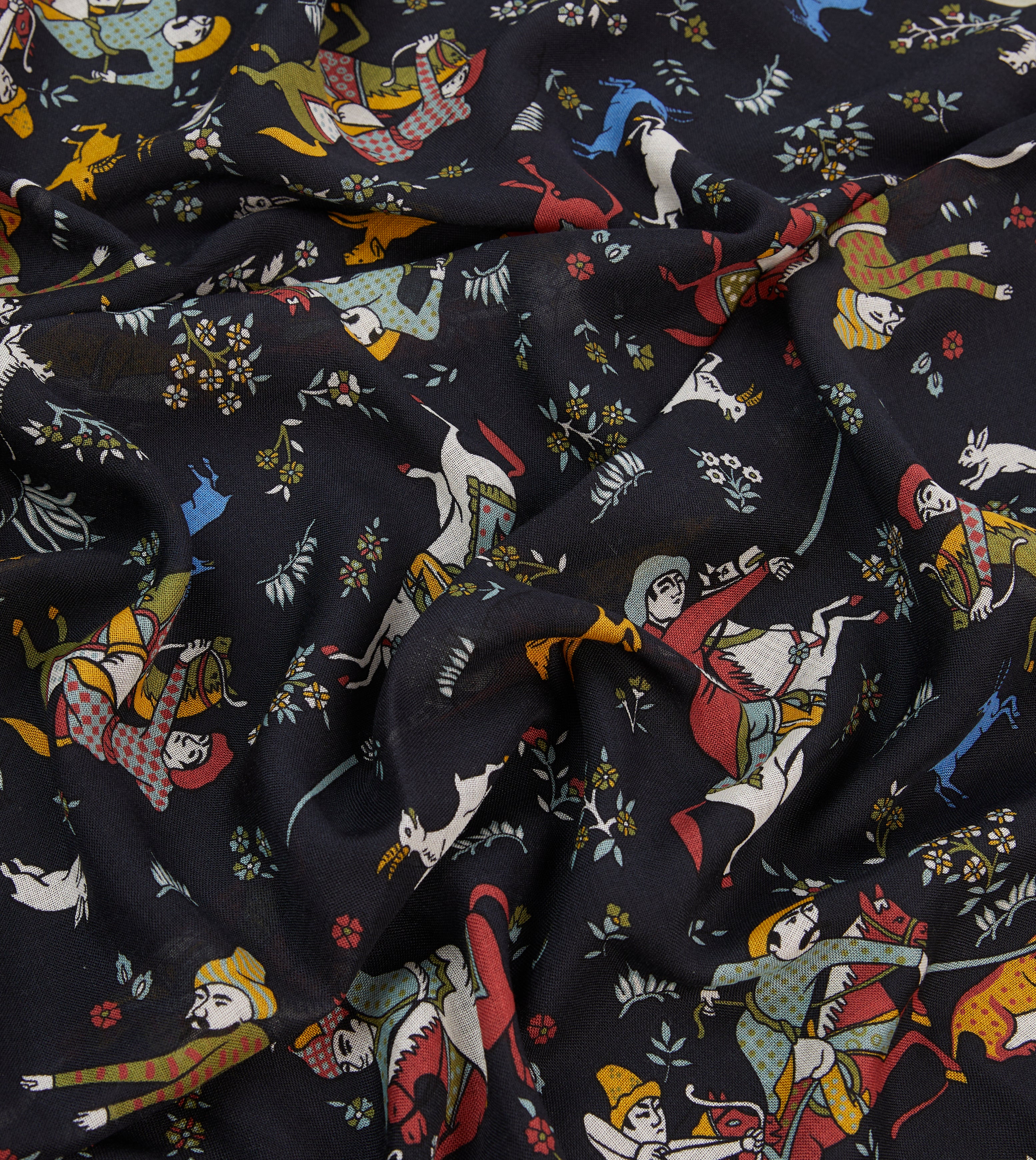Drake's by A. Levine Black Mughal Print Wool Silk Scarf - Luxurious Winter Fashion Accessory for Men & Women - Perfect for Office, Parties and Special Occasions