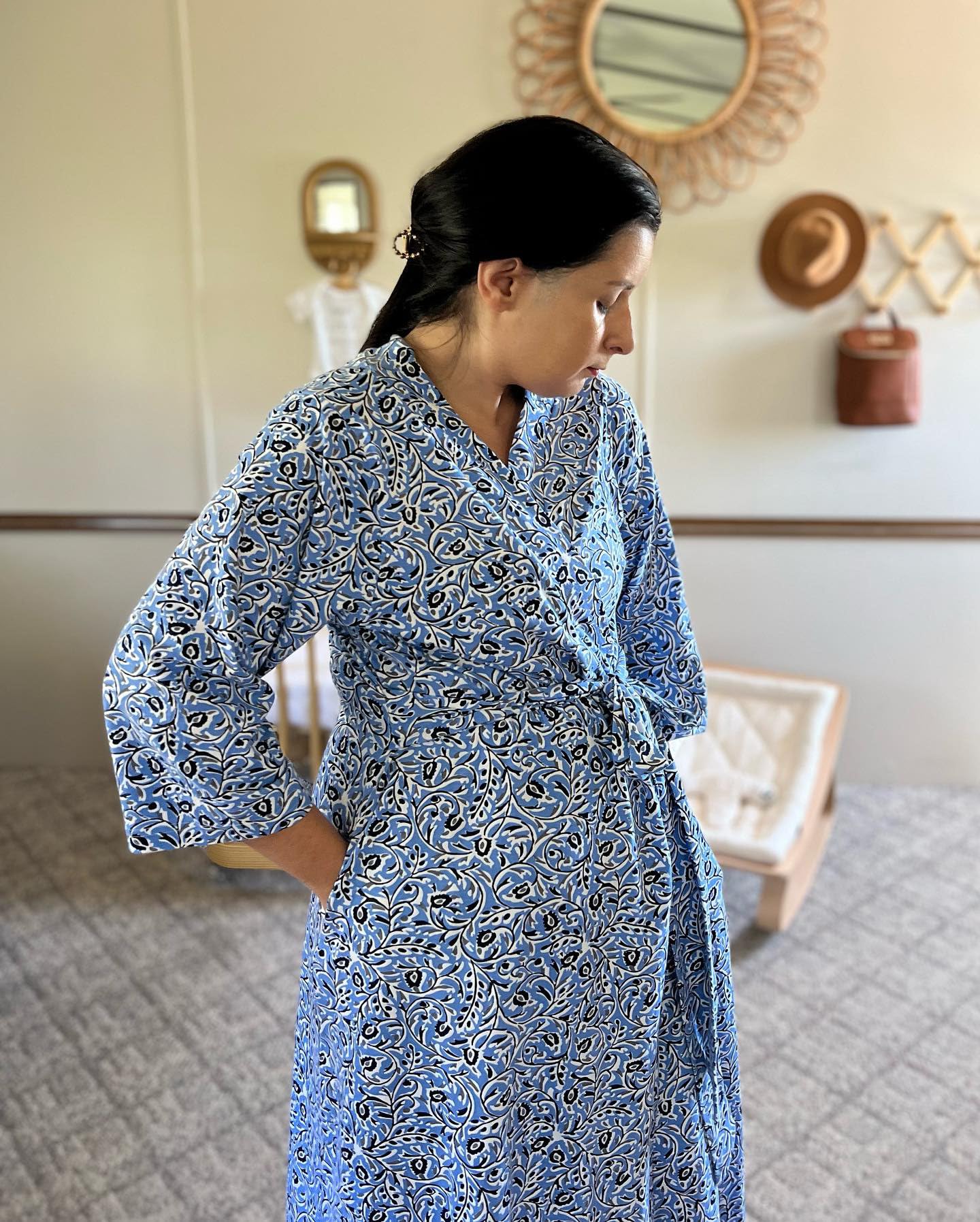 Baby Be Mine Maternity Nursing Delivery Robe & Baby Girl Swaddle Blanket Set with Daddy T-Shirt - Soft Comfortable Outfit for Newborns and Moms - Perfect for Hospital Delivery, Breastfeeding and Family Photo Shoots
