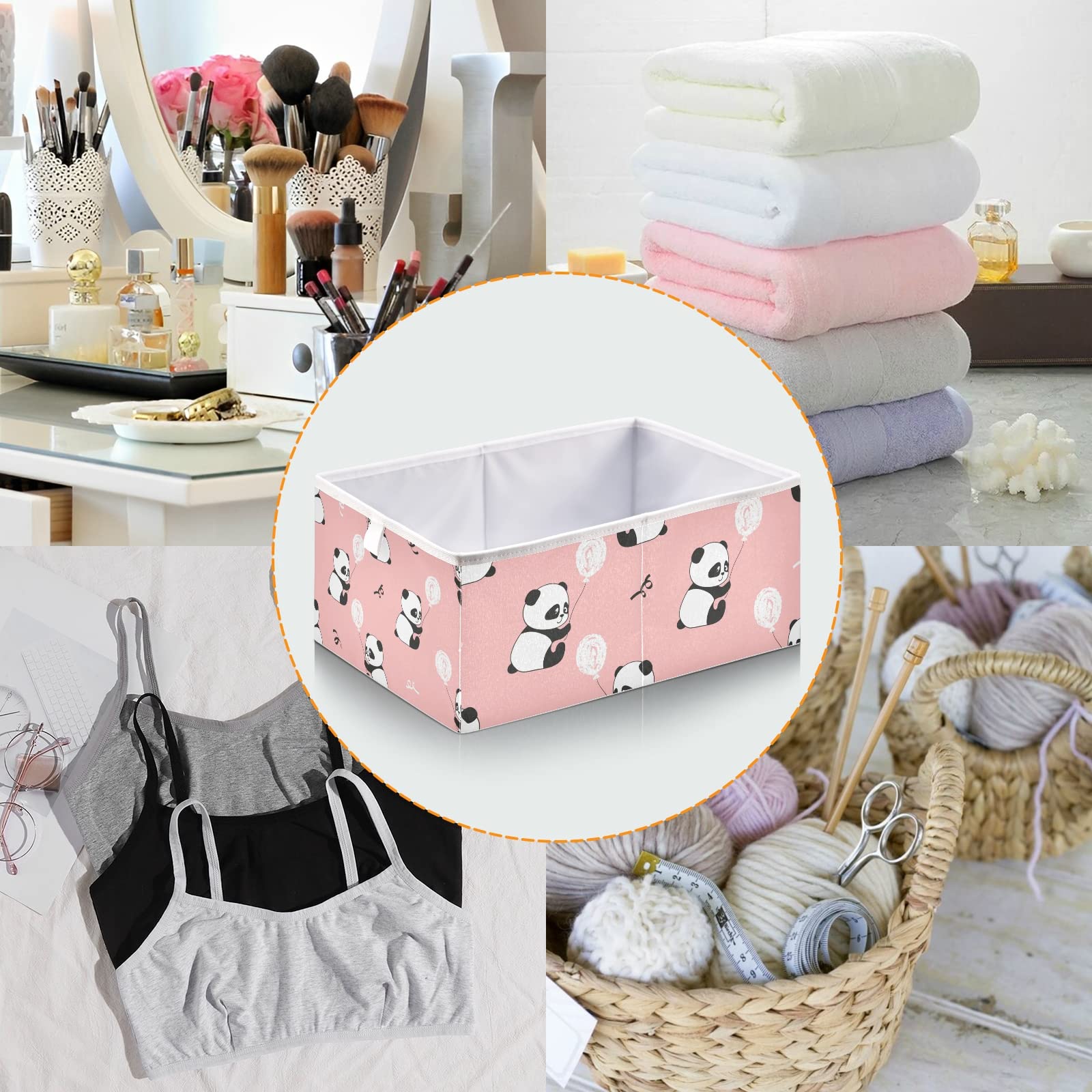 Cute Panda Storage Basket - Collapsible Rectangular Bin for Toys, Towels & Organizing | Perfect for Living Room, Office & Nursery Storage