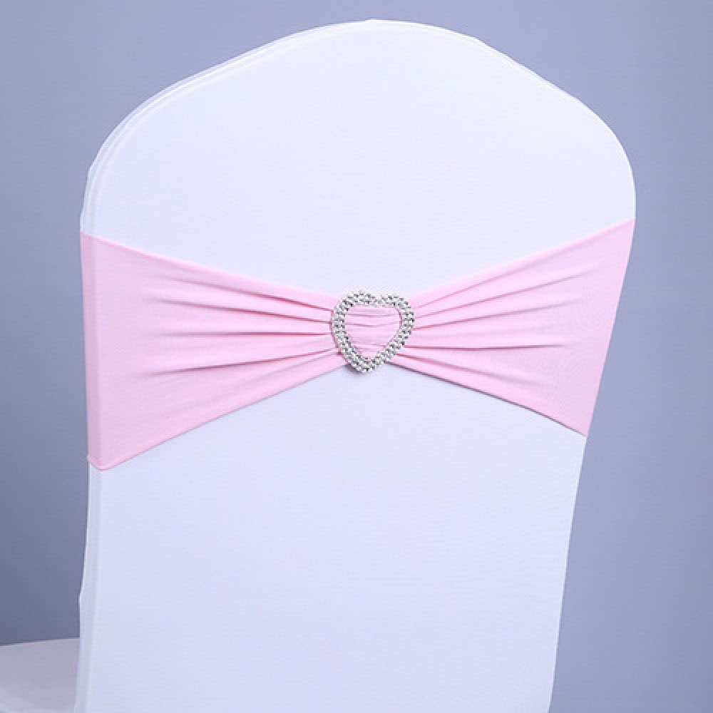 JamChe Elastic Chair Bands with Sweetheart Bow Knots - Stretchable Chair Straps & Sash Belts for Wedding, Birthday & Party Decorations (50Pcs) - Perfect for Banquet Halls, Garden Ceremonies & Reception Decor