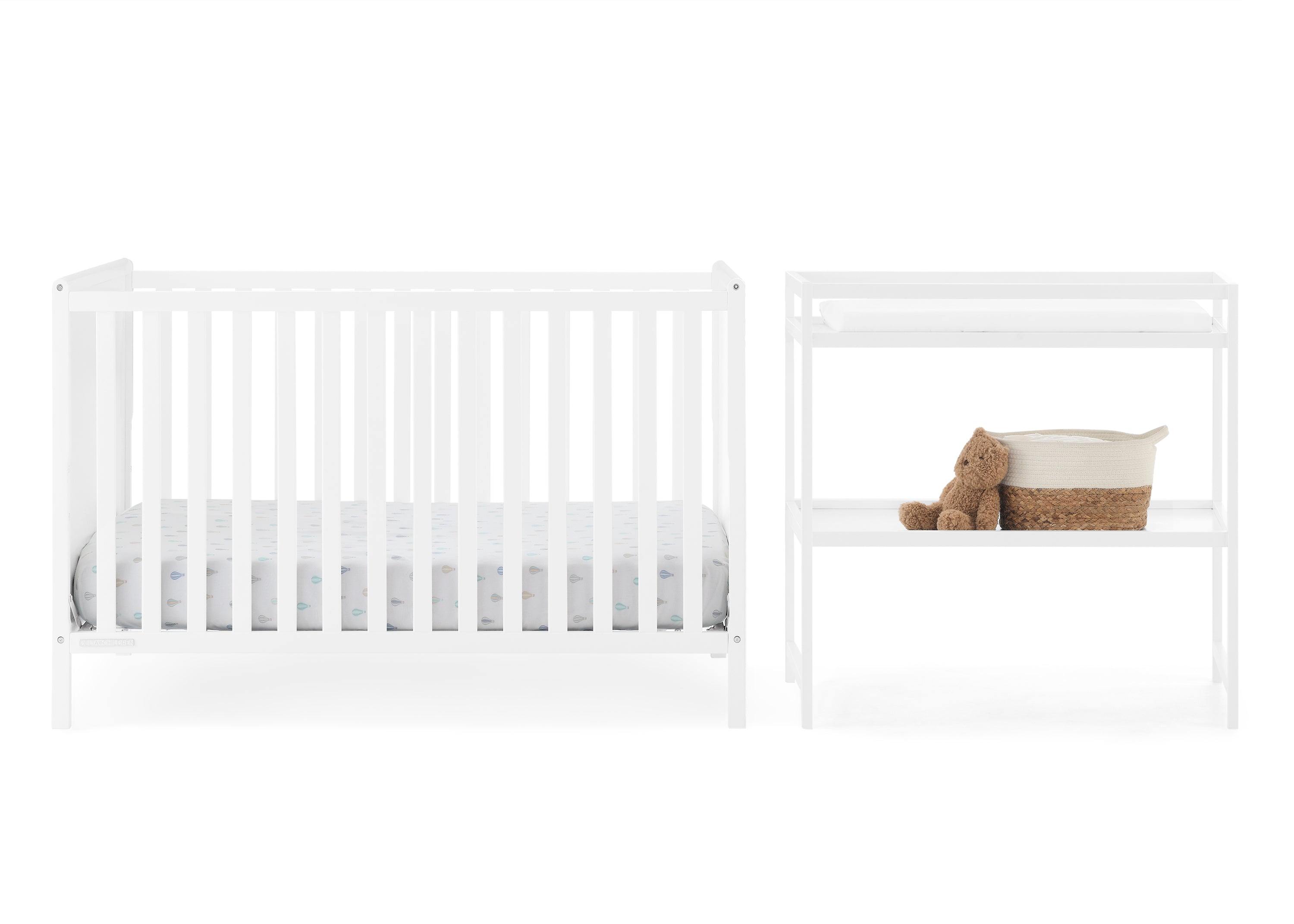 Ruby 6-in-1 Convertible Crib & Changing Table Nursery Set - White Baby Crib with Toddler Bed Conversion - Perfect for Newborns & Growing Kids - Ideal for Nursery Rooms & Daycare Centers