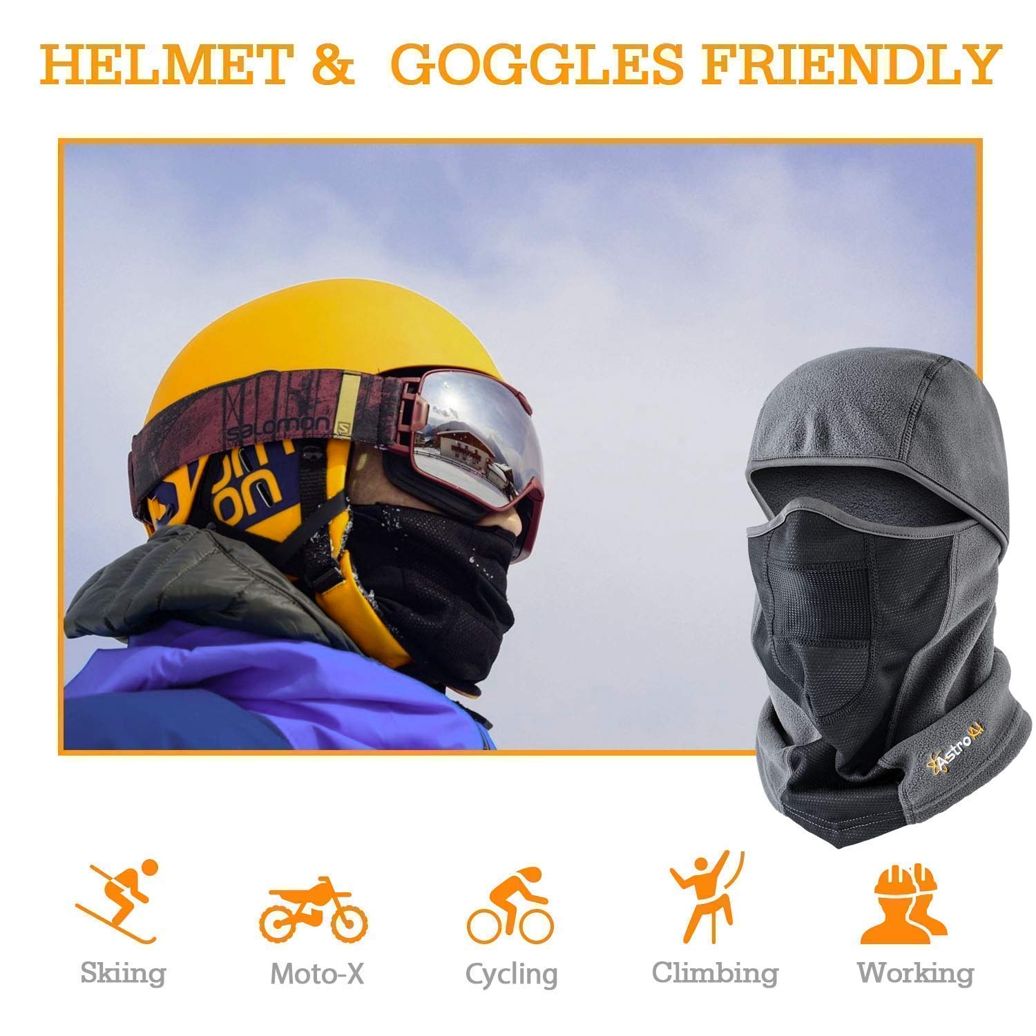 AstroAI Ski Mask Balaclava - Windproof & Breathable Cold Weather Face Cover for Men & Women | Superfine Polar Fleece (Gray + Navy Blue Bundle) | Perfect for Skiing, Snowboarding, Motorcycling & Winter Outdoor Activities