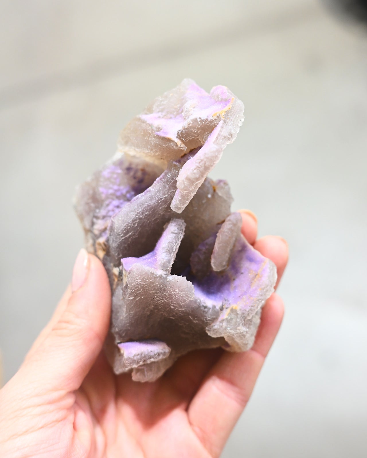 Natural Purple Fluorite with Druzy Quartz and Muscovite - Healing Crystal for Meditation, Energy Work & Home Decor