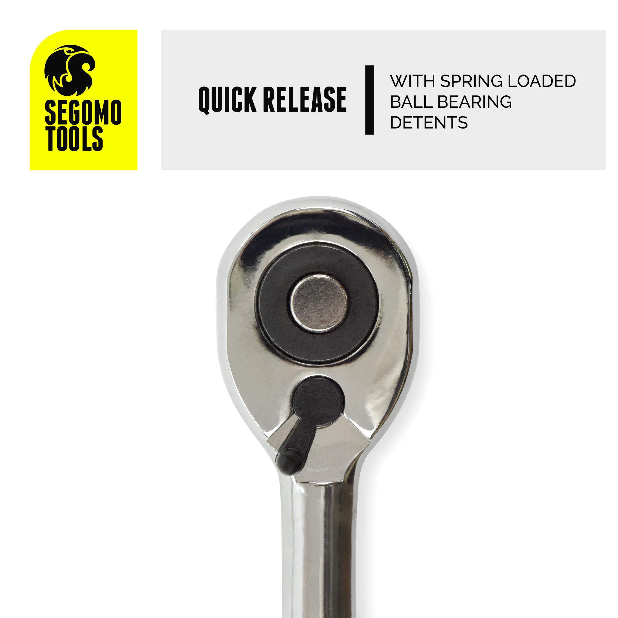 Segomo Tools 1/4 Inch Drive 72-Tooth Heavy Duty Reversible Extendable Ratchet Wrench (6.5 to 9 Inch) - 1400EXT - Perfect for Automotive Repair, DIY Projects & Tight Spaces