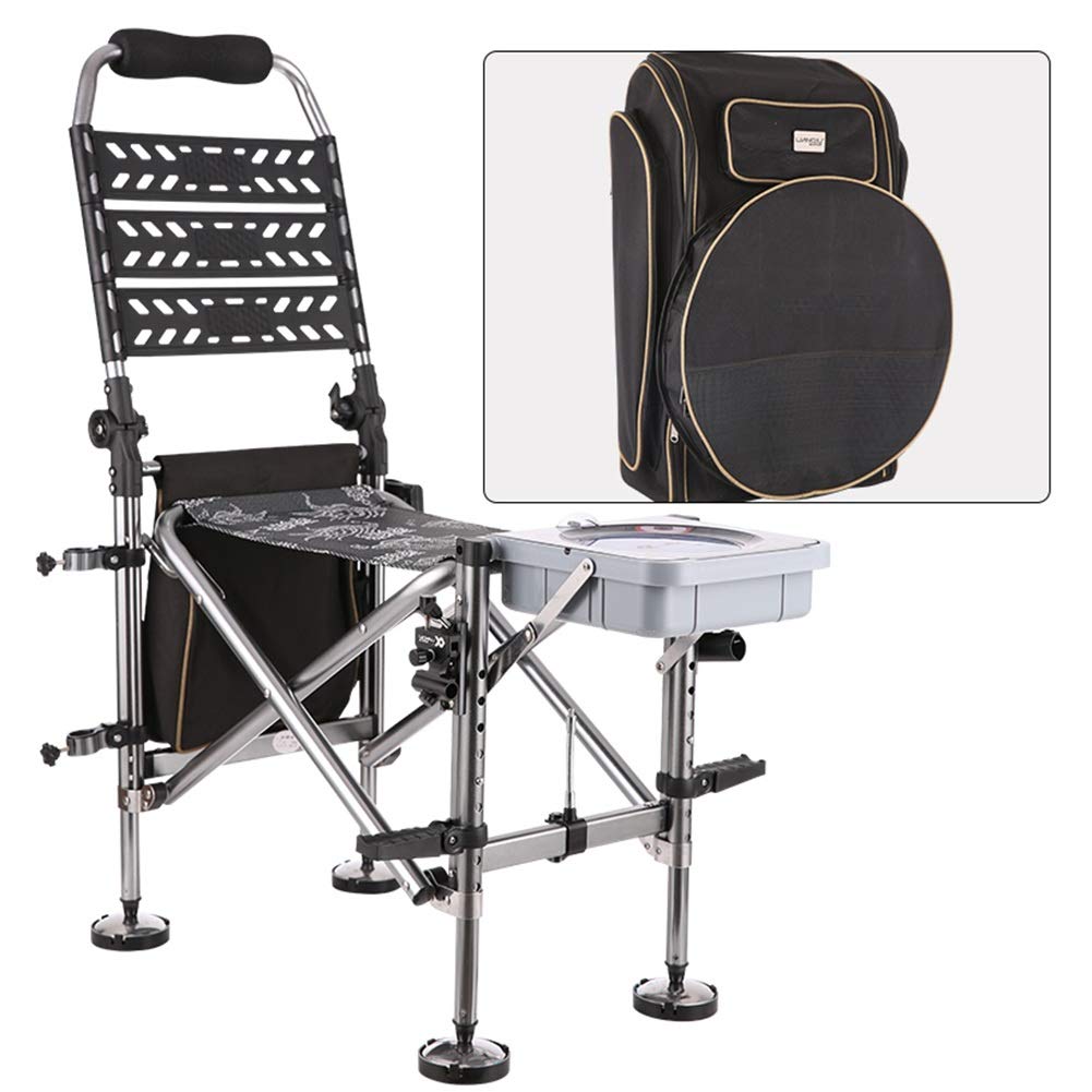 LIXIONG Heavy Duty Fishing Chair - Portable Folding Camping Chair with Bait Plate Box, 150kg Capacity - Perfect for Outdoor, Beach, Hiking & All Terrain Use - Durable Aluminum Alloy Frame