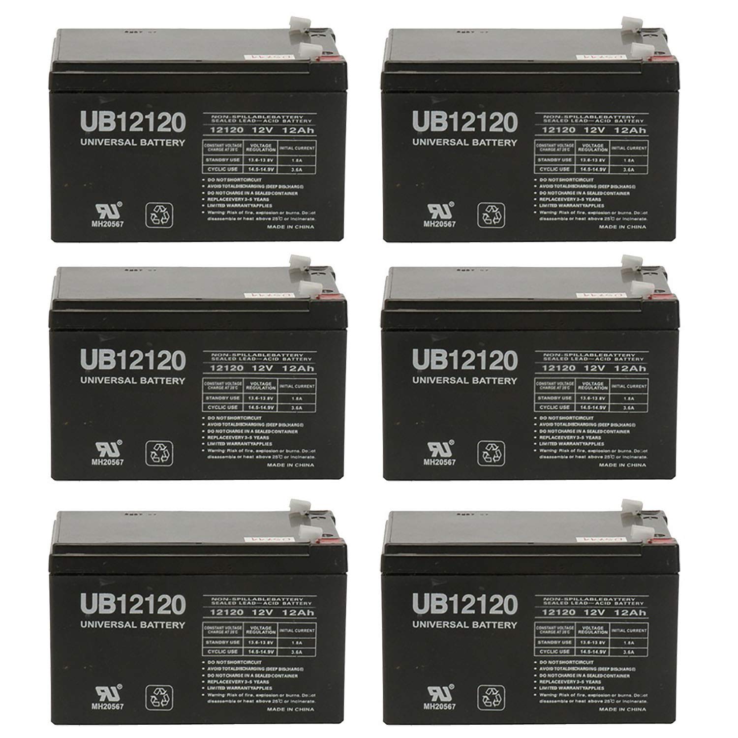 Universal Power Group 12V 12Ah F2 EVO Powerboards EVO800W 800W Electric Scooter Battery Pack (6-Pack) - Replacement Battery for E-Scooters, Mobility Scooters & Powerboards - Perfect for Commuting, Leisure Riding & Outdoor Adventures