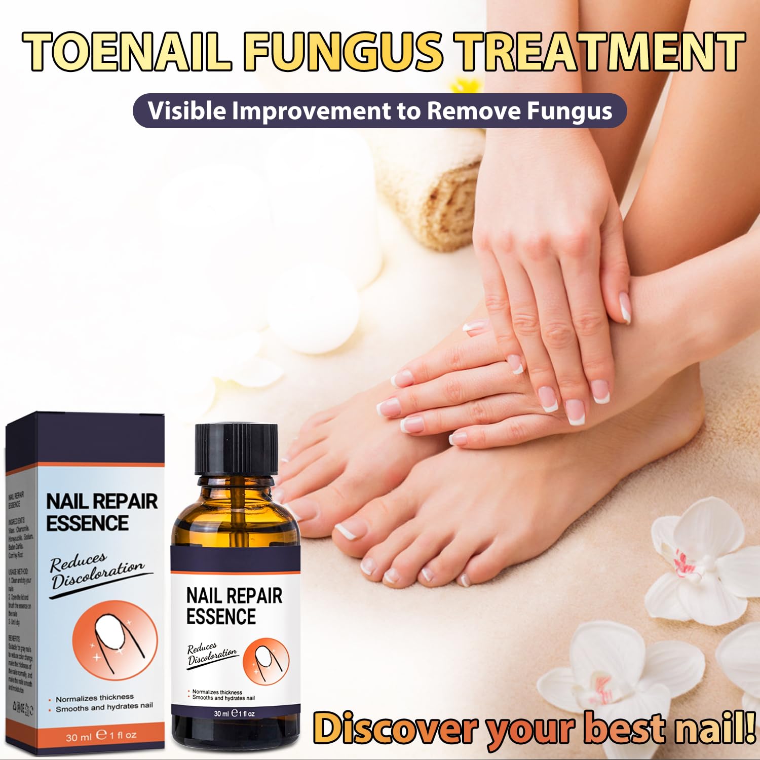 Extra Strength Toenail Fungus Treatment - Natural & Safe Repair for Damaged & Discolored Nails (30ml) | Effective Solution for Athlete's Foot & Nail Infections | Home Pedicure Care