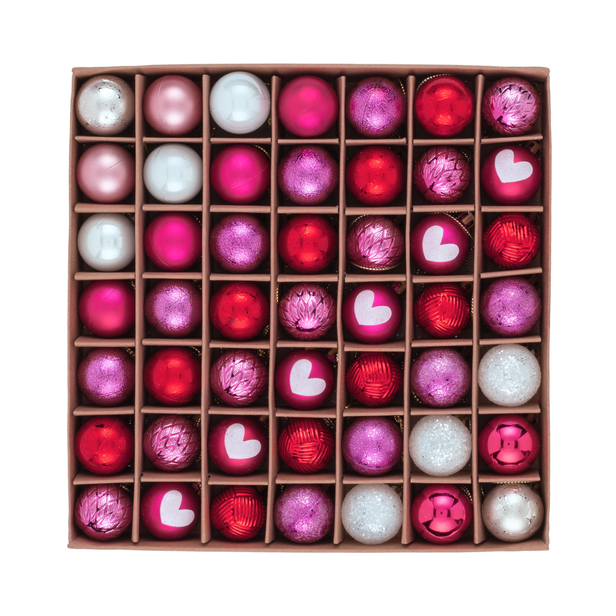 Valentine's Day Pink Christmas Tree Ornaments - 49ct 1.18 Inch Mini Shatterproof Ball Decorations for Small Trees, Anniversaries & Weddings | Perfect for Home, Party & Holiday Decorations