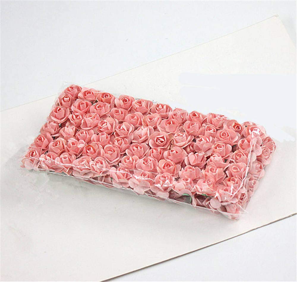 144pcs 3/5 Inch Assorted Mini Paper Flowers - Artificial Floral Decor for DIY Crafts, Scrapbooking, Wedding Centerpieces & Home Decoration (Blush Pink)
