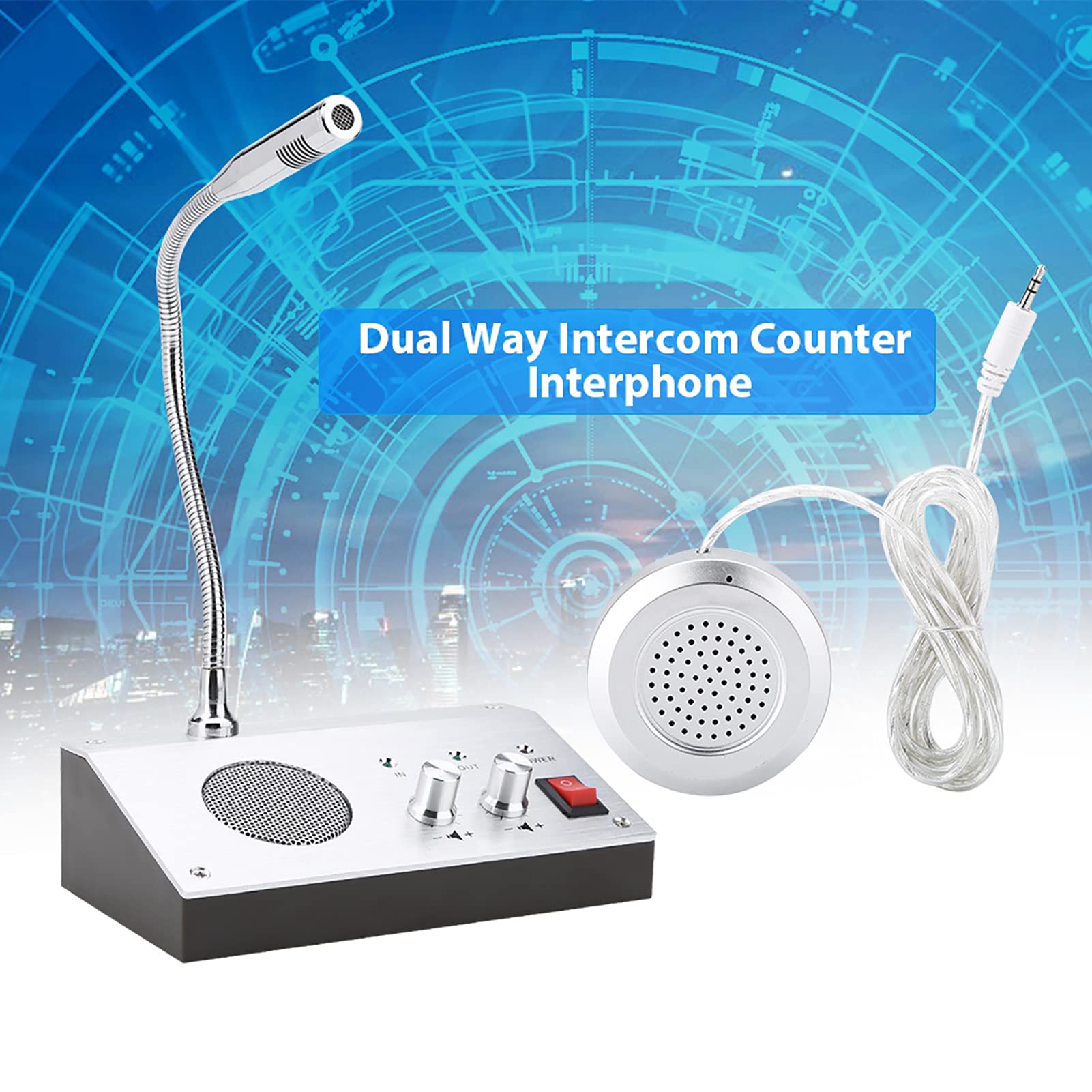 Dual-Way Intercom Microphone with Noise Cancellation for Clear Communication - Ideal for Banks, Offices, Stores & Train Stations - Window Counter Speaker System with Walkie-Talkie Function (US Stock)