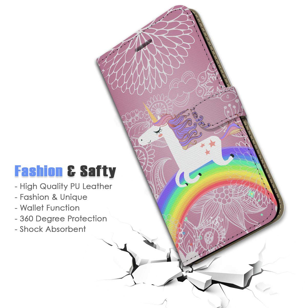 Premium Flip Wallet Phone Case for iPhone 12 Pro Max - Rainbow Unicorn Horse Design (A21940) | Stylish Protective Cover with Card Slots | Perfect for Everyday Use, Travel & Gift Giving