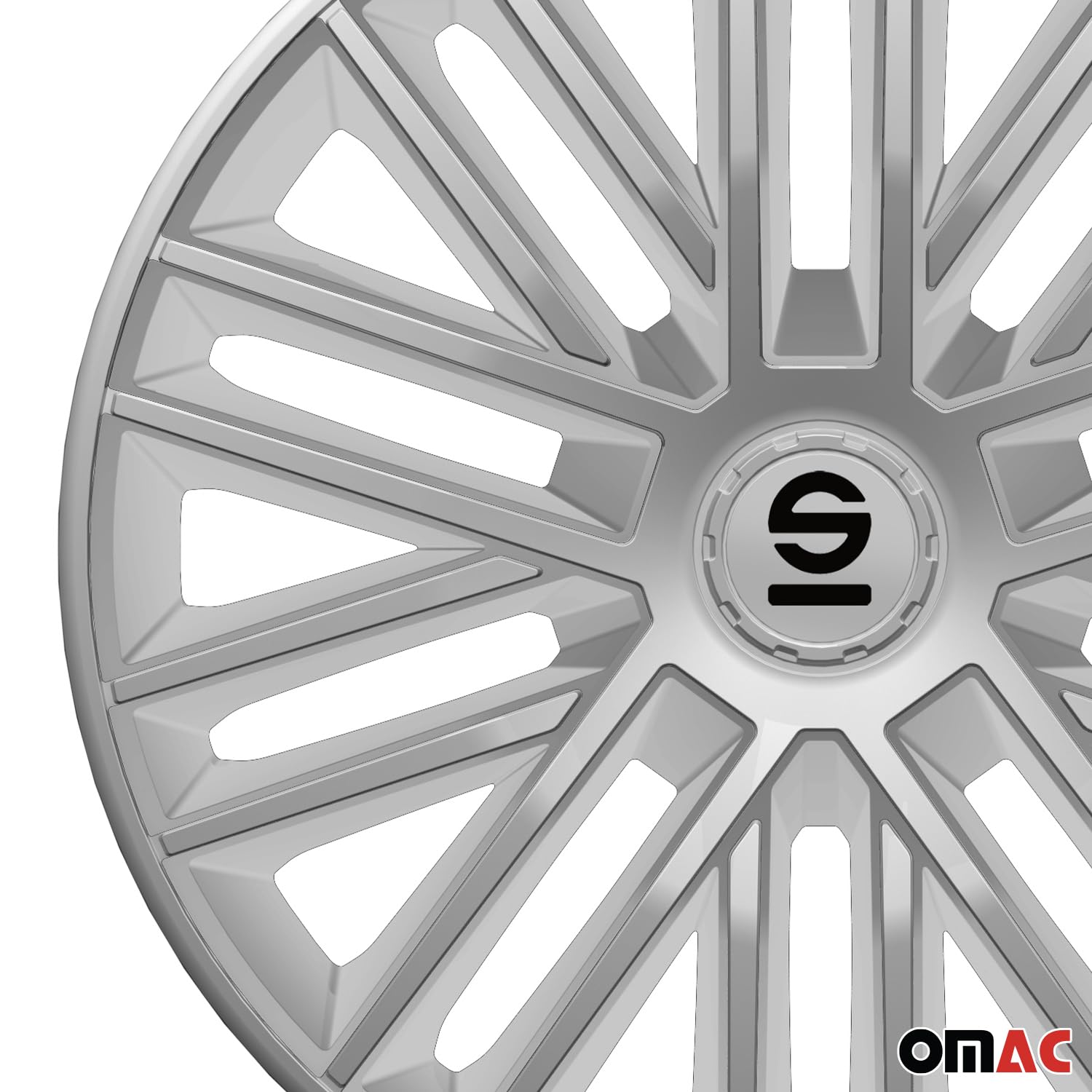 Sparco Bergamo 15-inch Silver Wheel Covers (Set of 4) - Premium Car Rim Protectors for Sedans & SUVs - Perfect for Road Trips & Daily Commutes