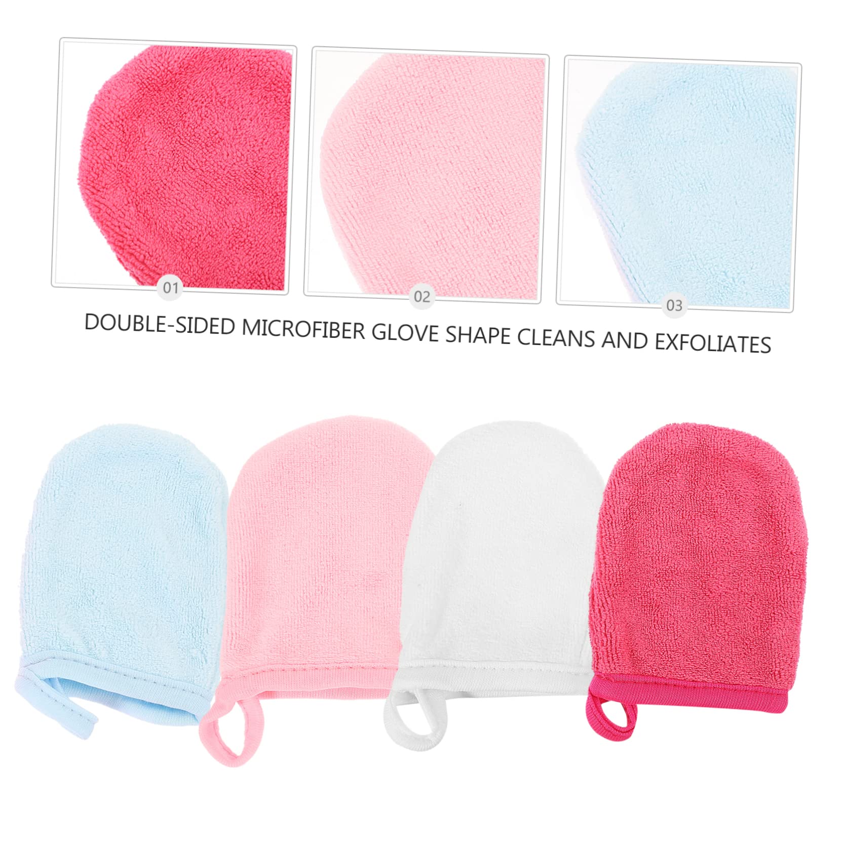 Makeup Cleaning Gloves Set of 4 - Soft Fiber Face & Hair Washcloth Mitts, Comfortable Makeup Remover Towel & Scrub Gloves for Skincare Routine | Perfect for Daily Cleansing, Spa Nights & Travel
