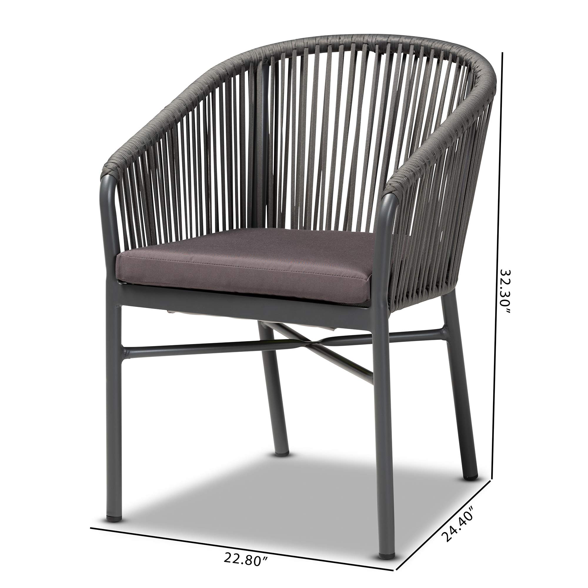 Baxton Studio Modern Grey Dining Chairs - Set of 2 Contemporary Kitchen Chairs for Dining Room, Breakfast Nook & Small Space