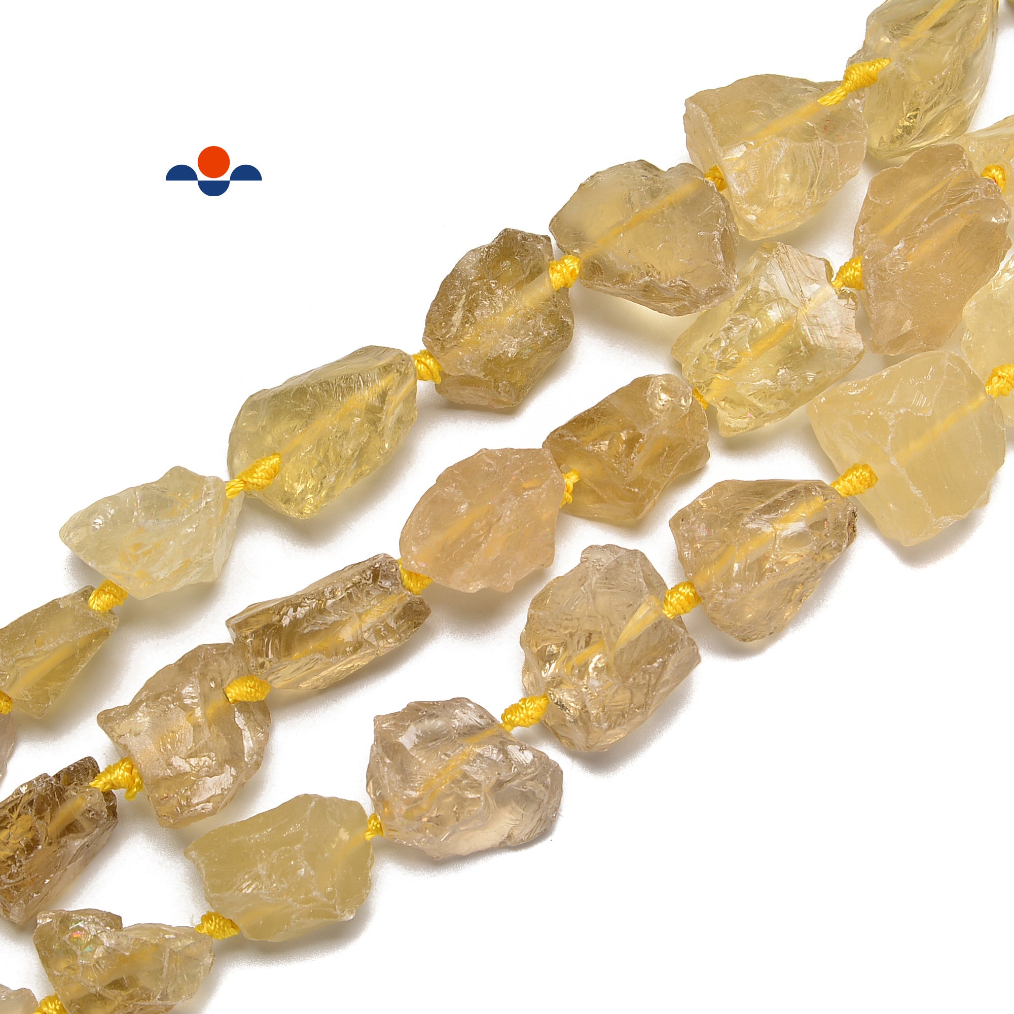 Natural Lemon Quartz Rough Nugget Beads - 20-30mm Size, 15.5