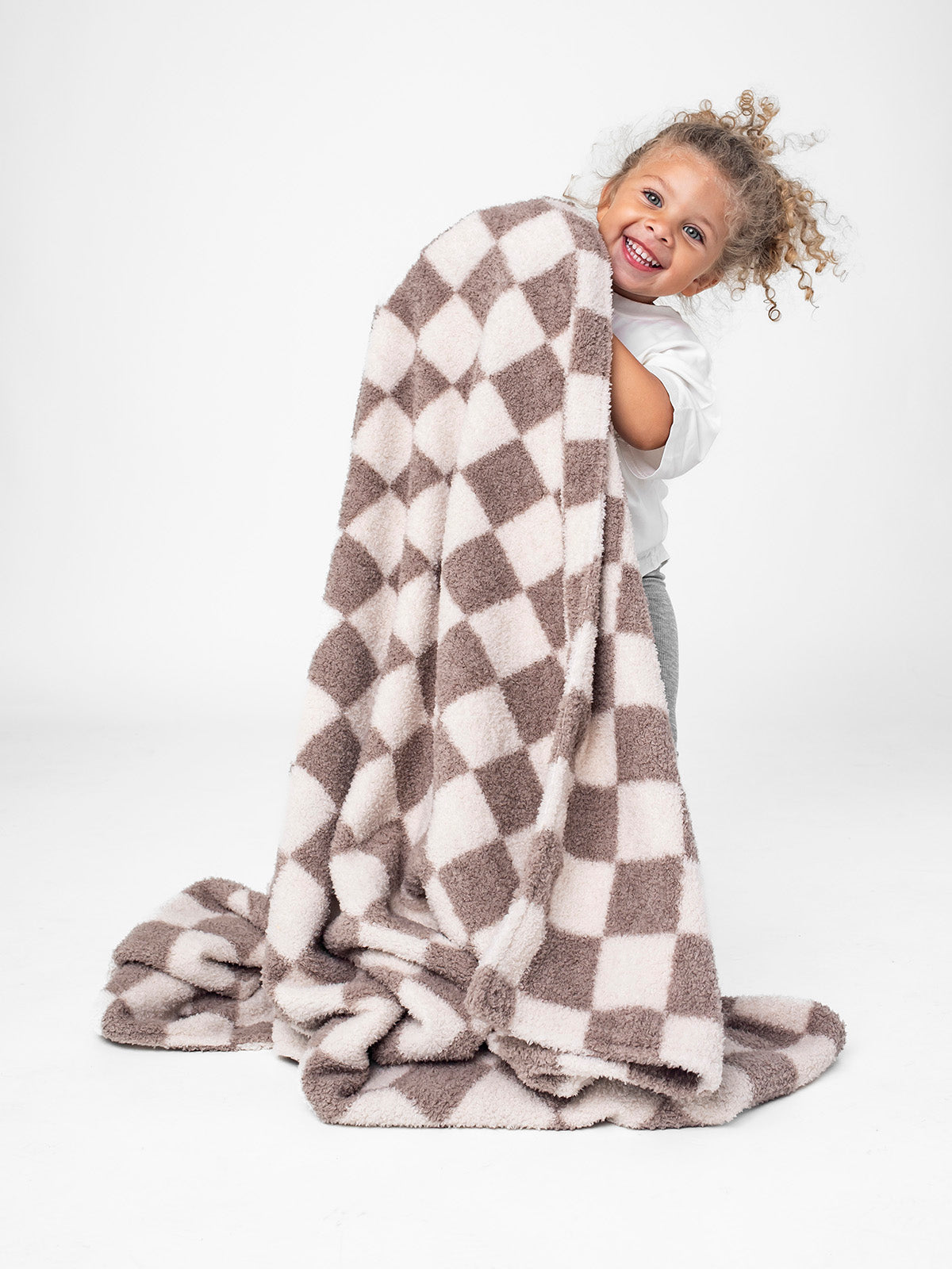 Soft Fluffy Plush Blanket with Mushroom Check Pattern - Cozy Warm Throw for Bed, Couch & Outdoor Use