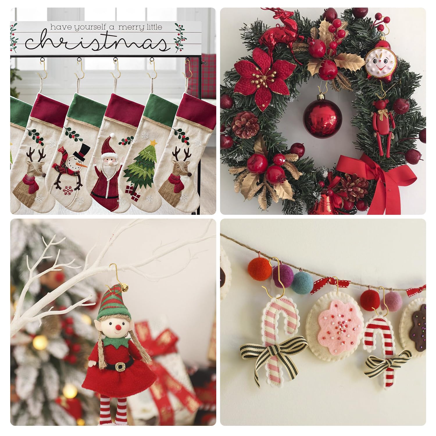 100 Pack Gold Ornament Hooks - Durable Christmas Tree Hangers for Holiday Decorations (Perfect for Hanging Ornaments, Lights & Garland on Xmas Trees)