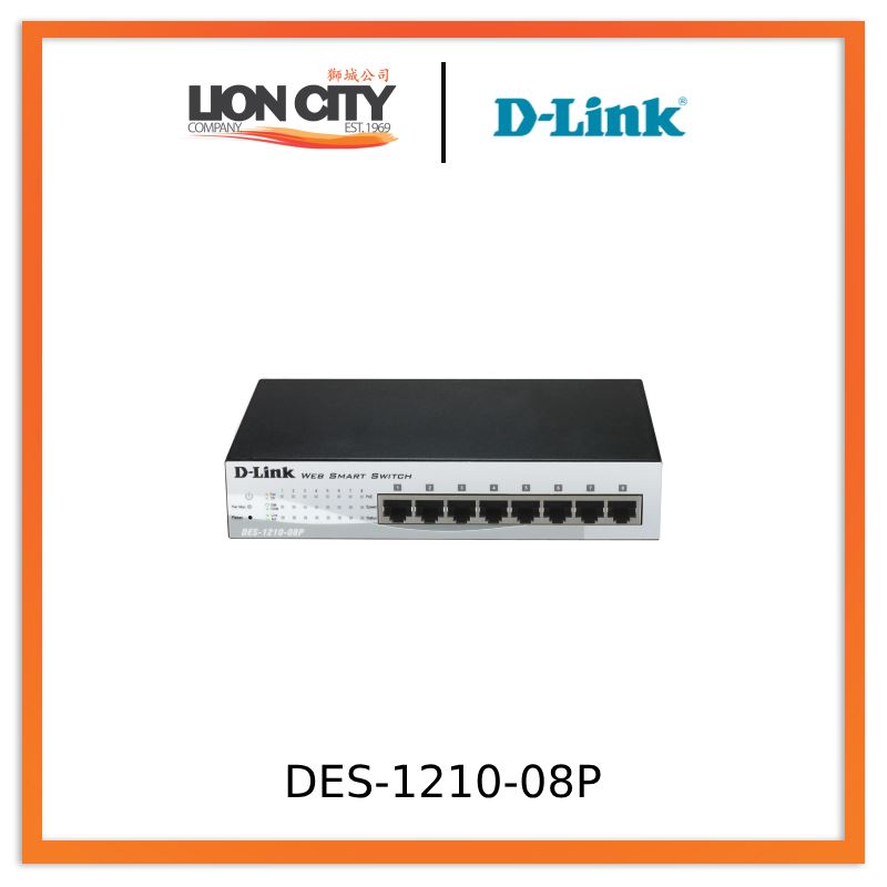 D-Link DES-1210-08P 8-Port Gigabit Ethernet PoE Smart Managed Switch - Ideal for Home Office & Small Business Networks