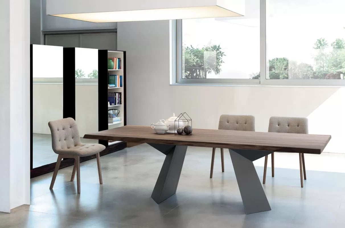 Fiandre Modern Rectangular Wood Dining Table - Solid Wood Kitchen Table for 6 - Perfect for Dining Room, Kitchen, and Small Spaces