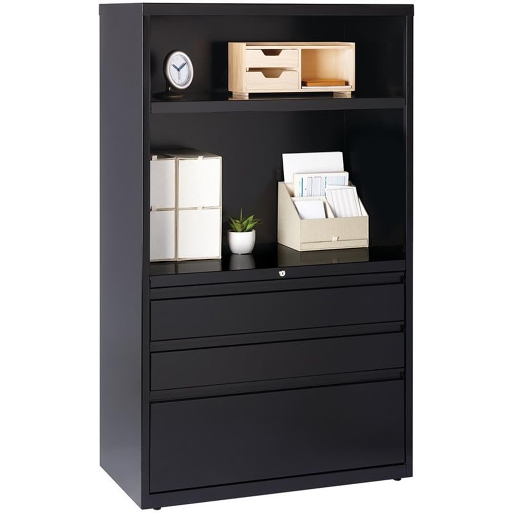 Hirsh 36-inch Wide HL8000 Series Black Lateral File Cabinet - 3-Drawer Combo for Office, Home, and Business Storage Solutions