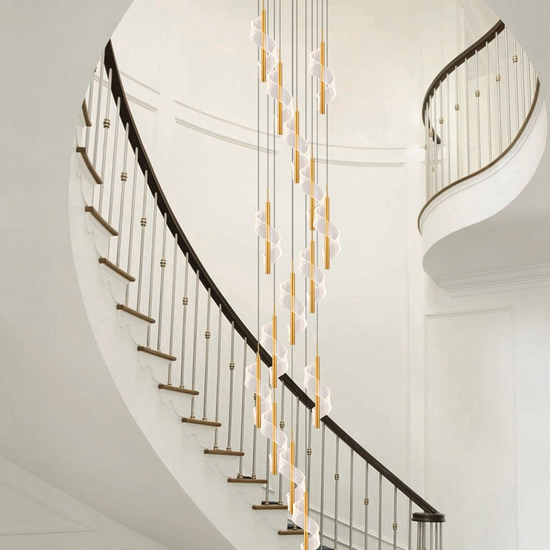 Elegant Spiral Staircase Chandelier - Modern Crystal Ceiling Light Fixture for Home & Foyer Decor | Perfect for Stairwells, Entryways, and Luxury Interior Lighting