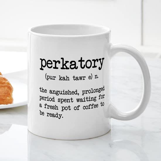 Perkatory 11 oz (325 ml) Ceramic Coffee Mug - Funny Novelty Coffee Cup for Office, Home & Gifts - Perfect for Tea, Hot Chocolate & Morning Brews