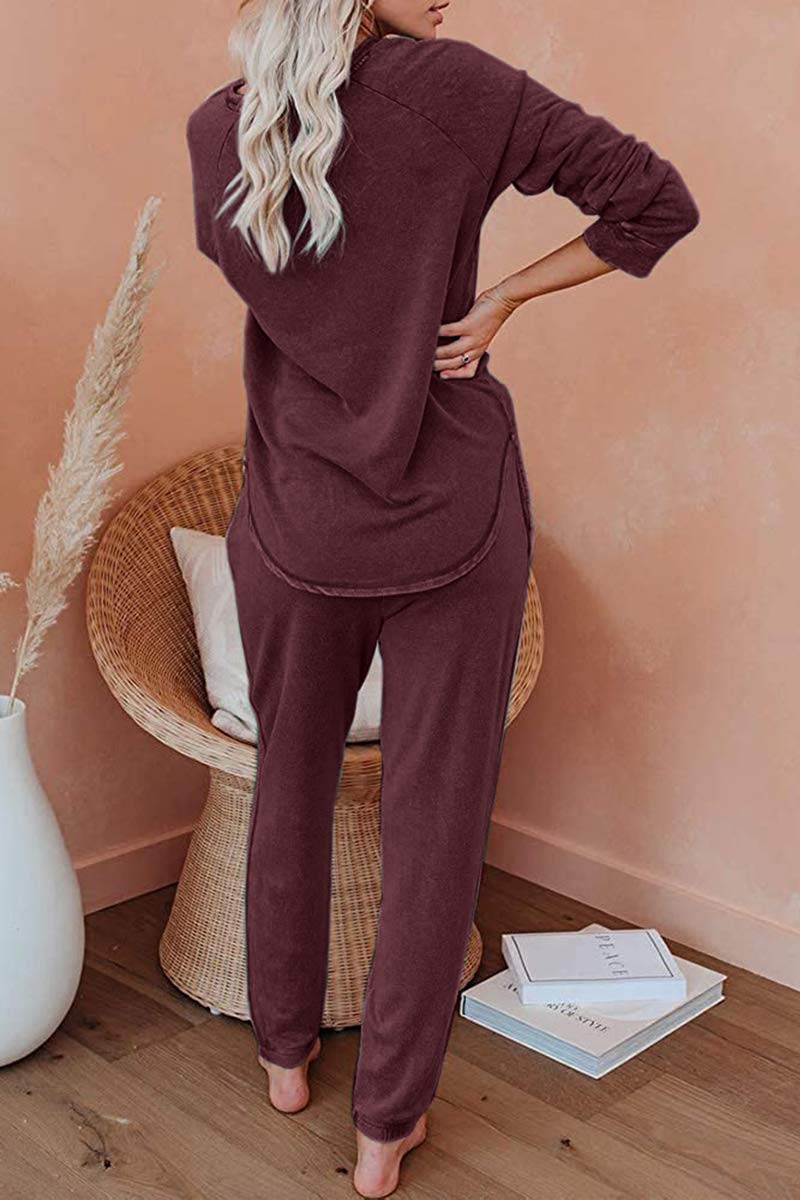 AUTOMET Women's 2-Piece Pajama Set - Cozy Fall Loungewear with Sweatpants & Top - Perfect for Sleepwear, Yoga, and Relaxing at Home