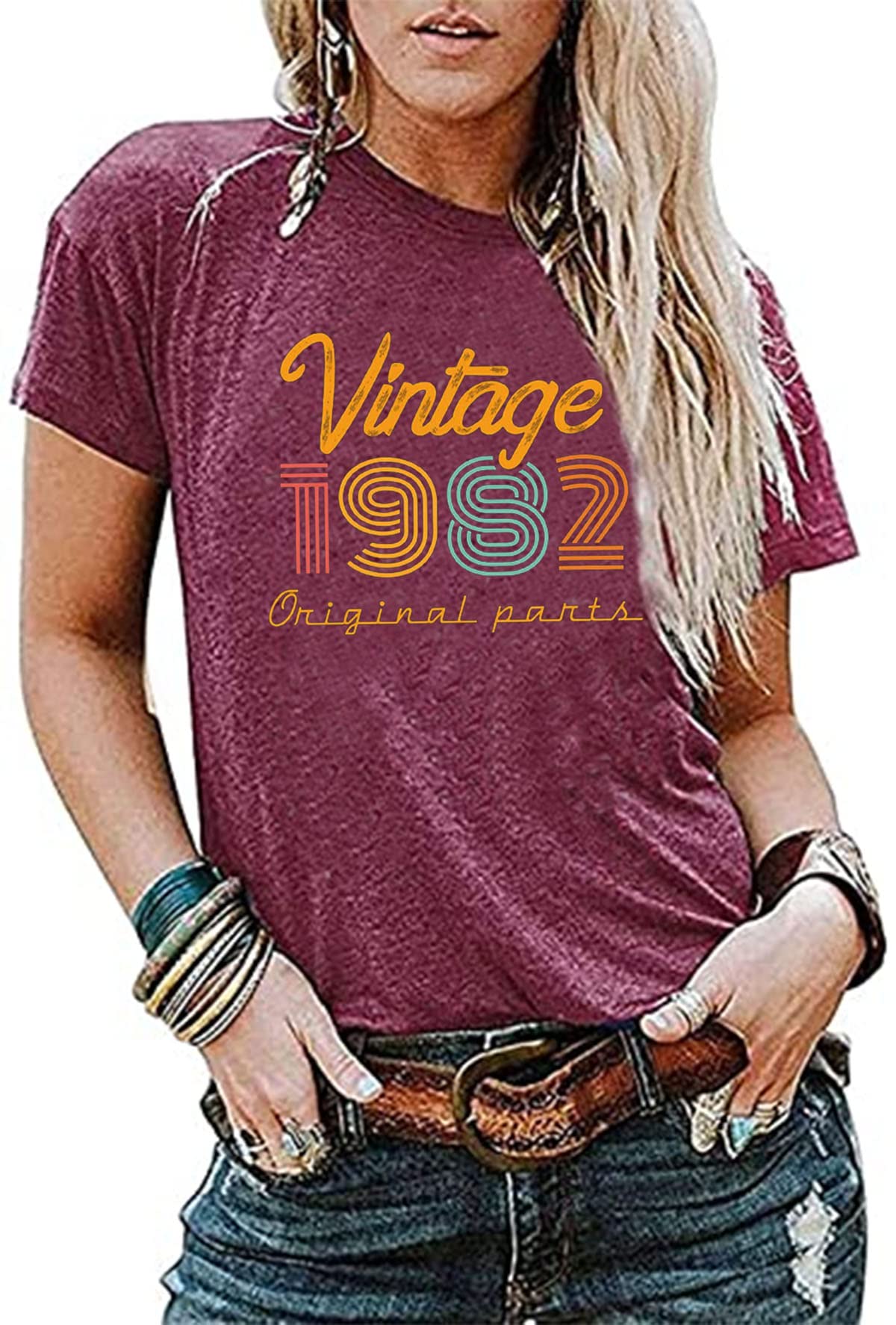 **Vintage 1983 & 1973 Women's T-Shirts - 40th Birthday Shirts with Letter Print - Retro Original Design for 40 Year Old Celebration - Perfect for Parties, Gifts & Throwback Fashion**