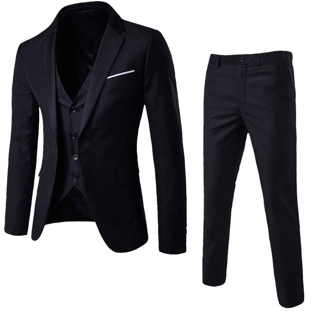 Men's Slim Fit 3-Piece Suit Set - Formal Blazer, Vest & Pants for Wedding, Party & Business Occasions | Premium Tailored Suits for Groomsmen & Professionals