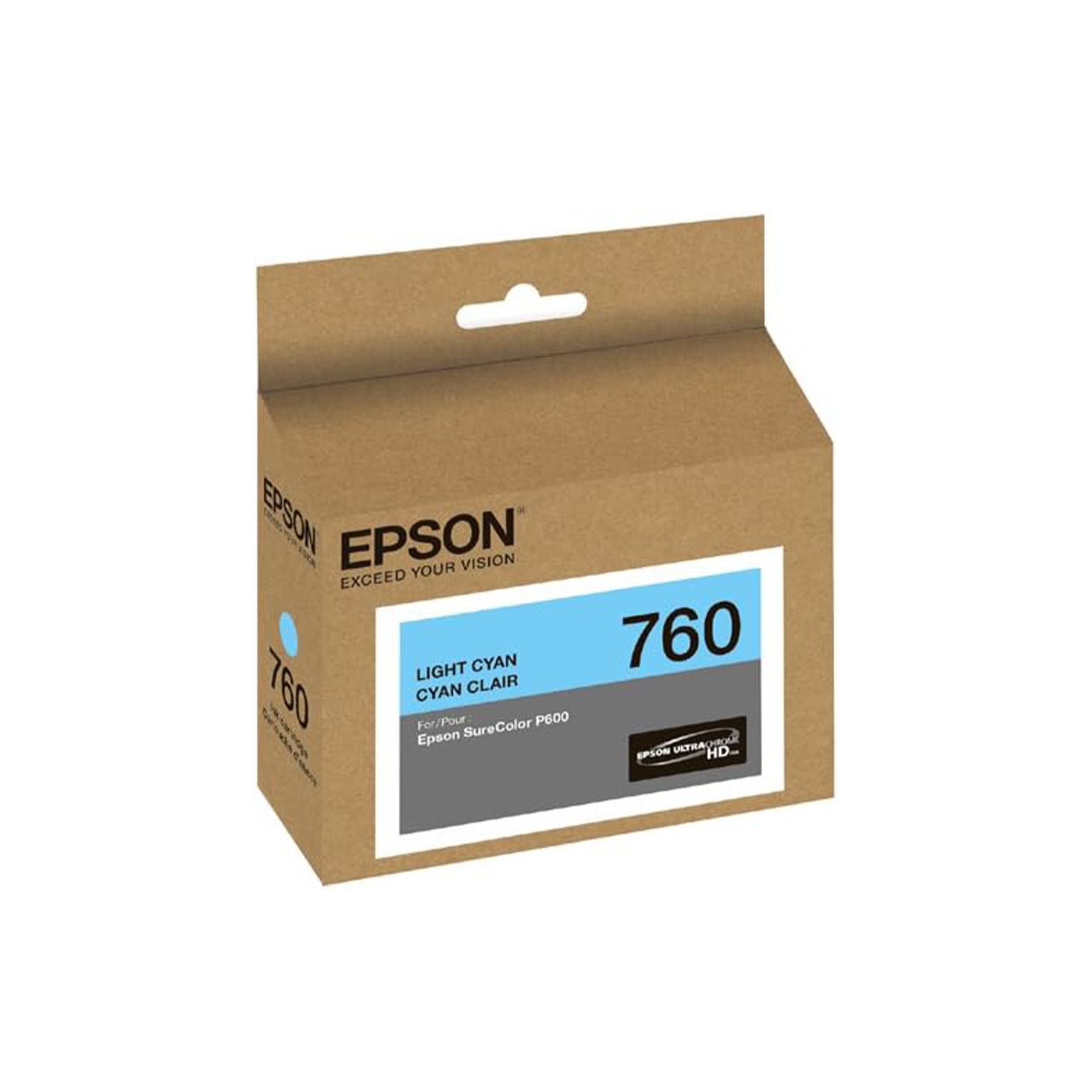 Epson T760 UltraChrome HD Light Cyan Ink Cartridge for SureColor P600 Printer - High-Quality Photo Printing, Professional Art Reproduction, Home & Office Use