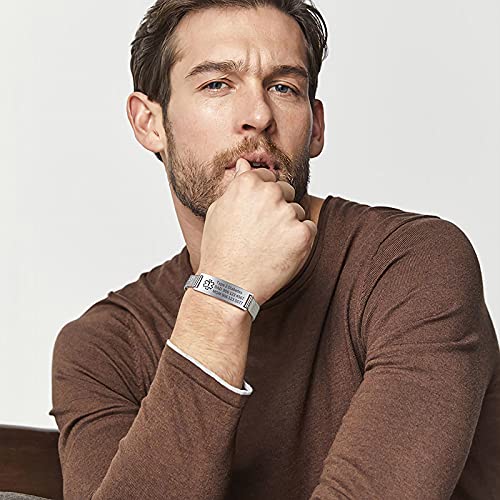 VNOX Adjustable Stainless Steel Medical Alert Bracelet for Men, Women & Kids - Free Engraving Emergency ID Wristband | Perfect for Allergies, Diabetes, Heart Conditions & Daily Wear