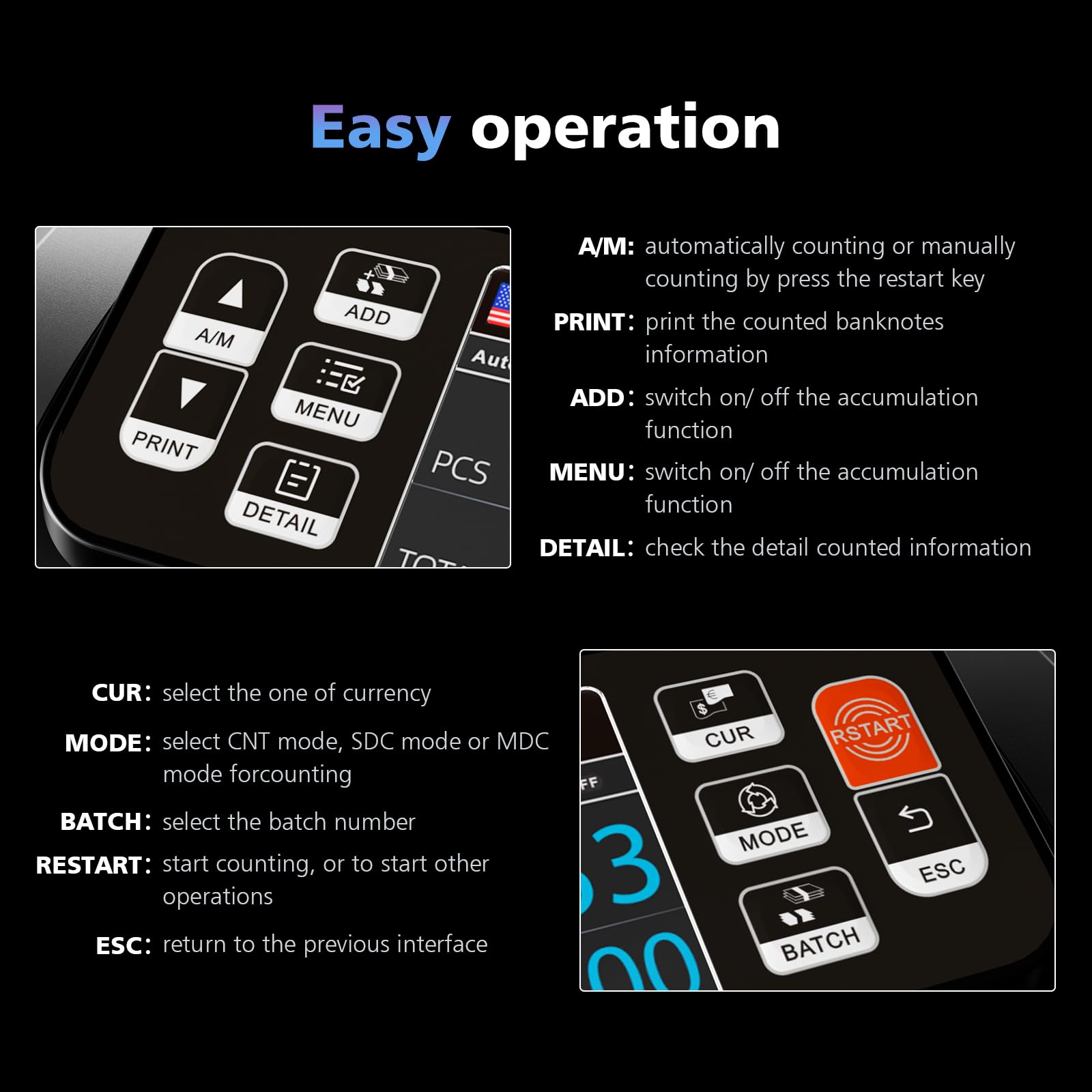 Aneken Pro ALN60 Mixed Denomination Bill Counter Machine with Printer - High-Speed Cash Counting for Banks, Retail Stores & Small Businesses