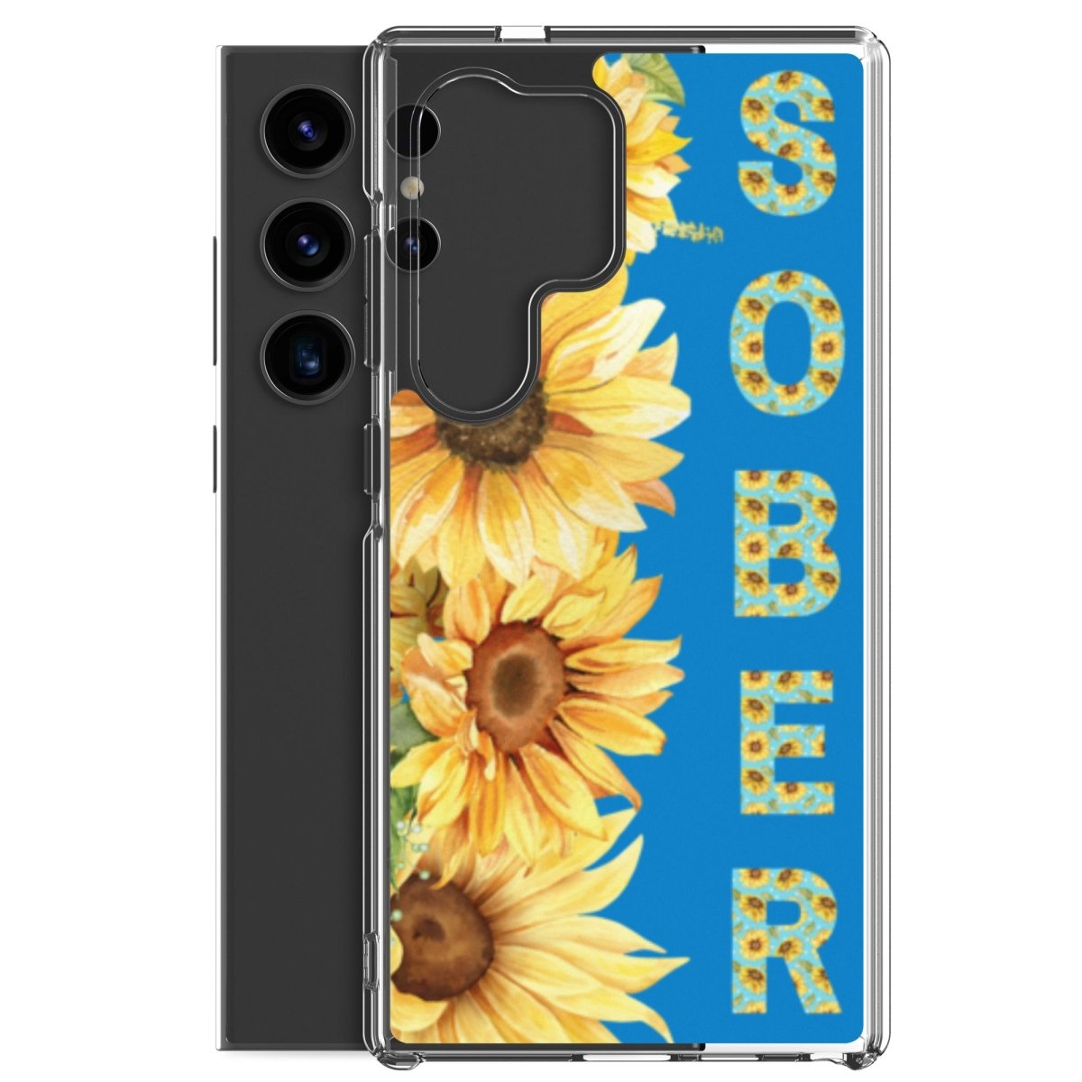 SOBER Sunflower Samsung Phone Case - Elegant Chinoiserie Floral Design Clear Protective Cover for Galaxy S21/S22/S23 - Perfect for Daily Use & Gift Giving