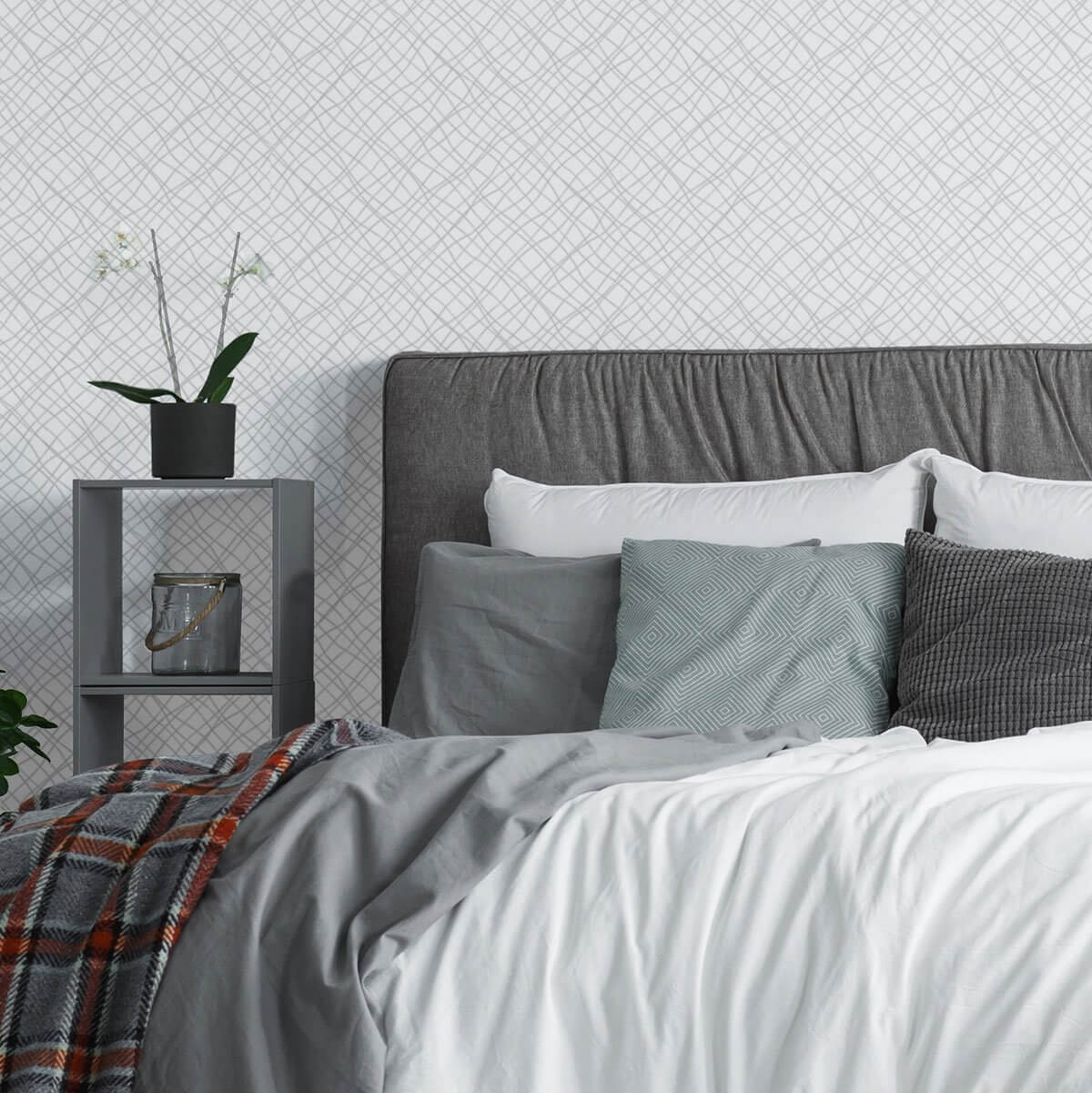 White Faux Fabric Peel and Stick Removable Wallpaper - Self-Adhesive Decorative Wall Covering for Bedroom, Living Room, Kitchen & Office Decor