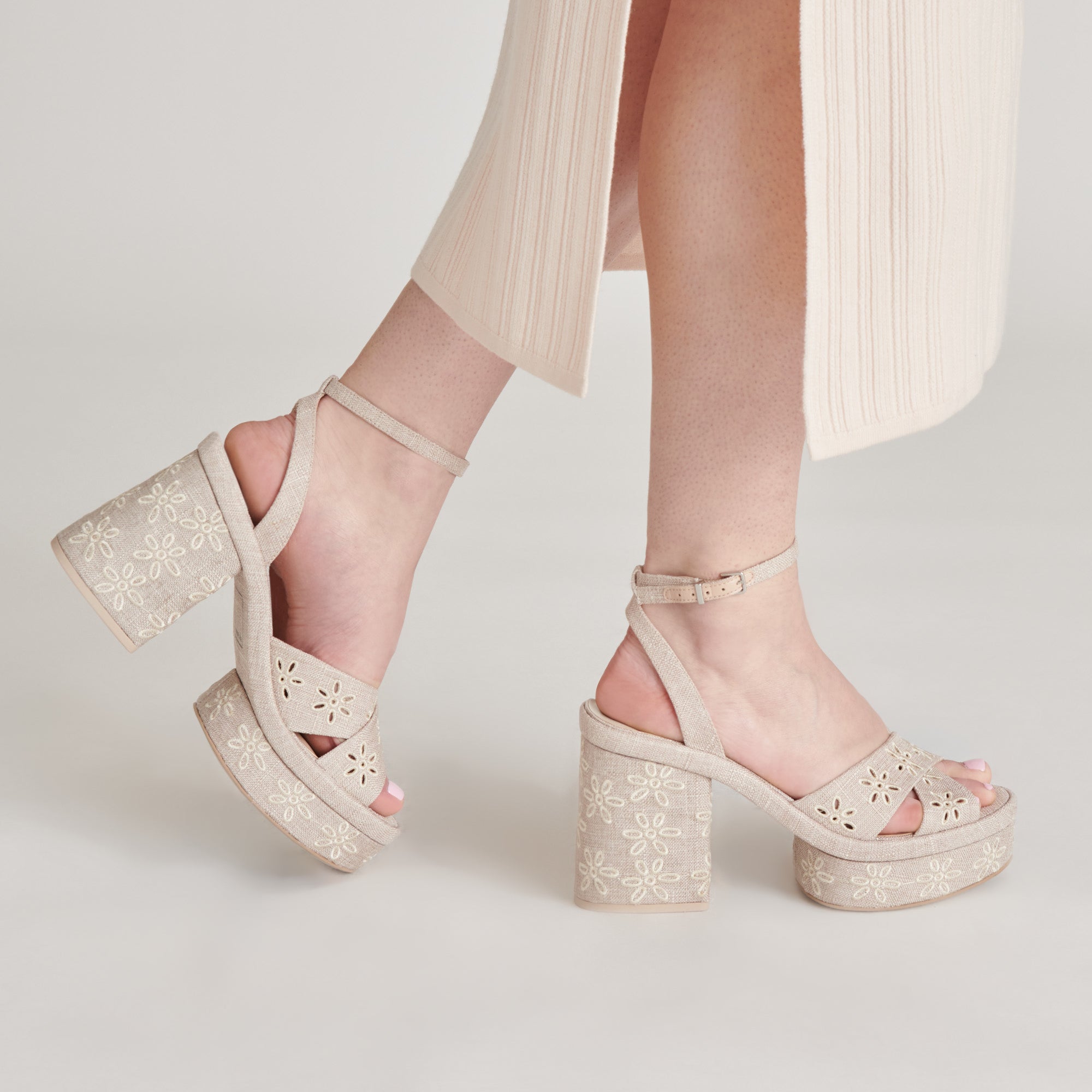LAISHA Women's Almond Toe Floral Eyelet Heels - Elegant High Heel Shoes for Weddings, Parties & Special Occasions
