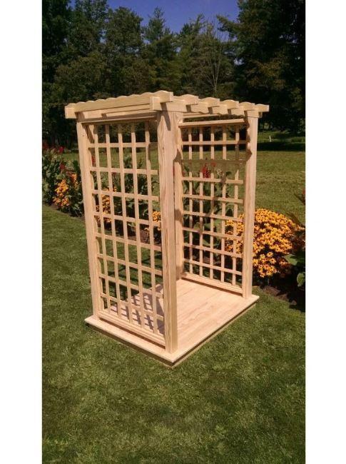 Amish Handcrafted Pine Lexington Arbor & Deck - Outdoor Garden Furniture for Patio, Backyard & Deck Decor | A & L Furniture