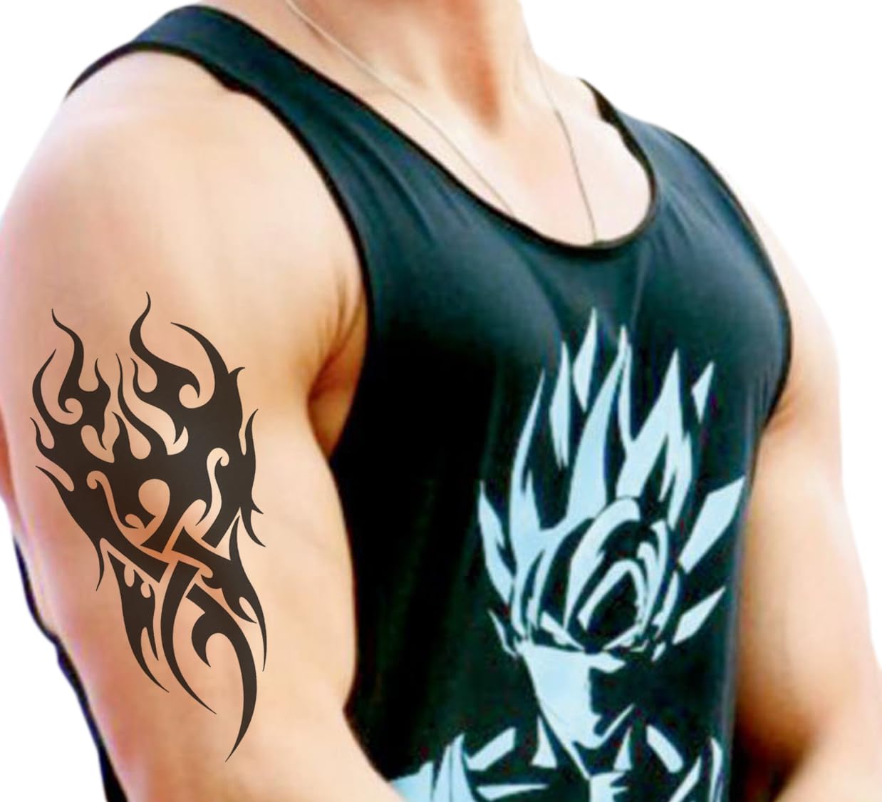 Waterproof Temporary Tattoo Stickers for Men & Women - 3D Realistic Flowers, Butterflies, Stars, Angels, Wolves & Armband Designs (19x12cm) | Perfect for Parties, Halloween, Cosplay & Body Art | TBS-8010