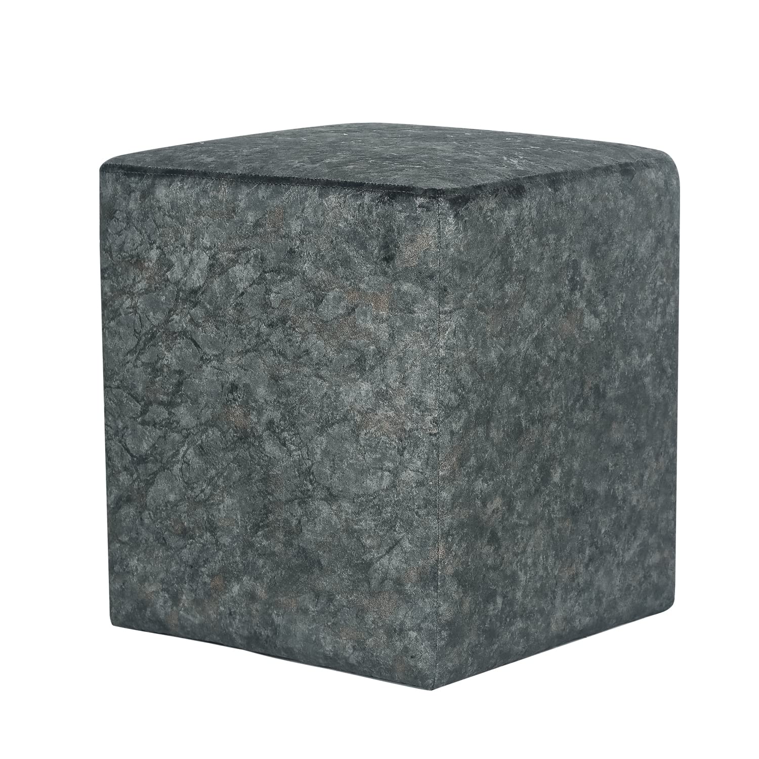 Joveco Square Ottoman Vanity Stool - Fabric Upholstered Footrest & Footstool with Non-Slip Pad - Modern Side Table Seating for Living Room, Bedroom & Home Office - Grey - Perfect for Lounging, Makeup Vanity & Extra Seating