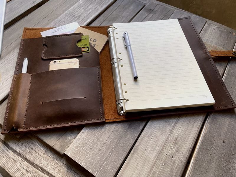Personalized Refillable Leather Journal Binder Folio - Custom Notebook Organizer for Writing, Sketching & Planning - Perfect for Travel, Office & Gift Giving