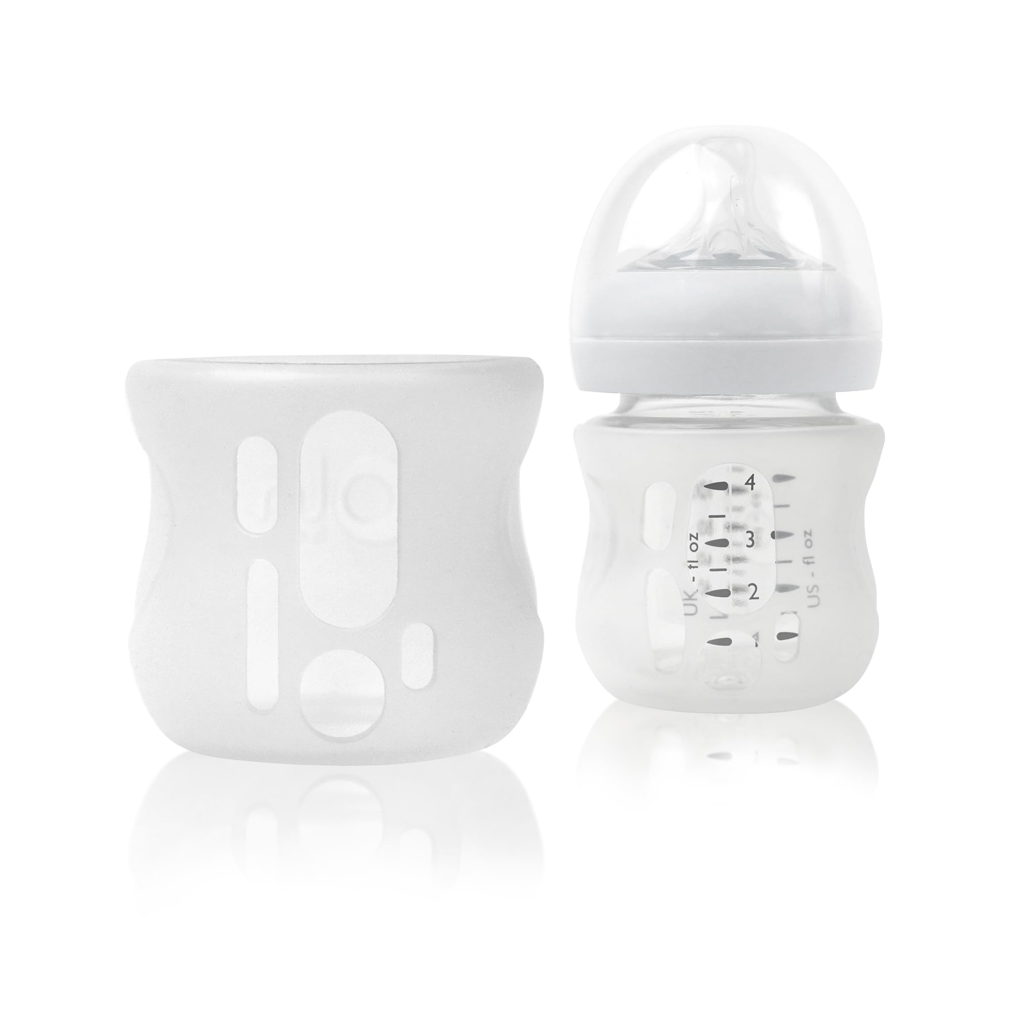Olababy Silicone Sleeve for Avent Natural Glass Baby Bottles (4 oz, Translucent) - Protective Cover for Safe Feeding, Dishwasher Safe & BPA-Free - Perfect for Newborns, Infants & Toddlers at Home or On-the-Go