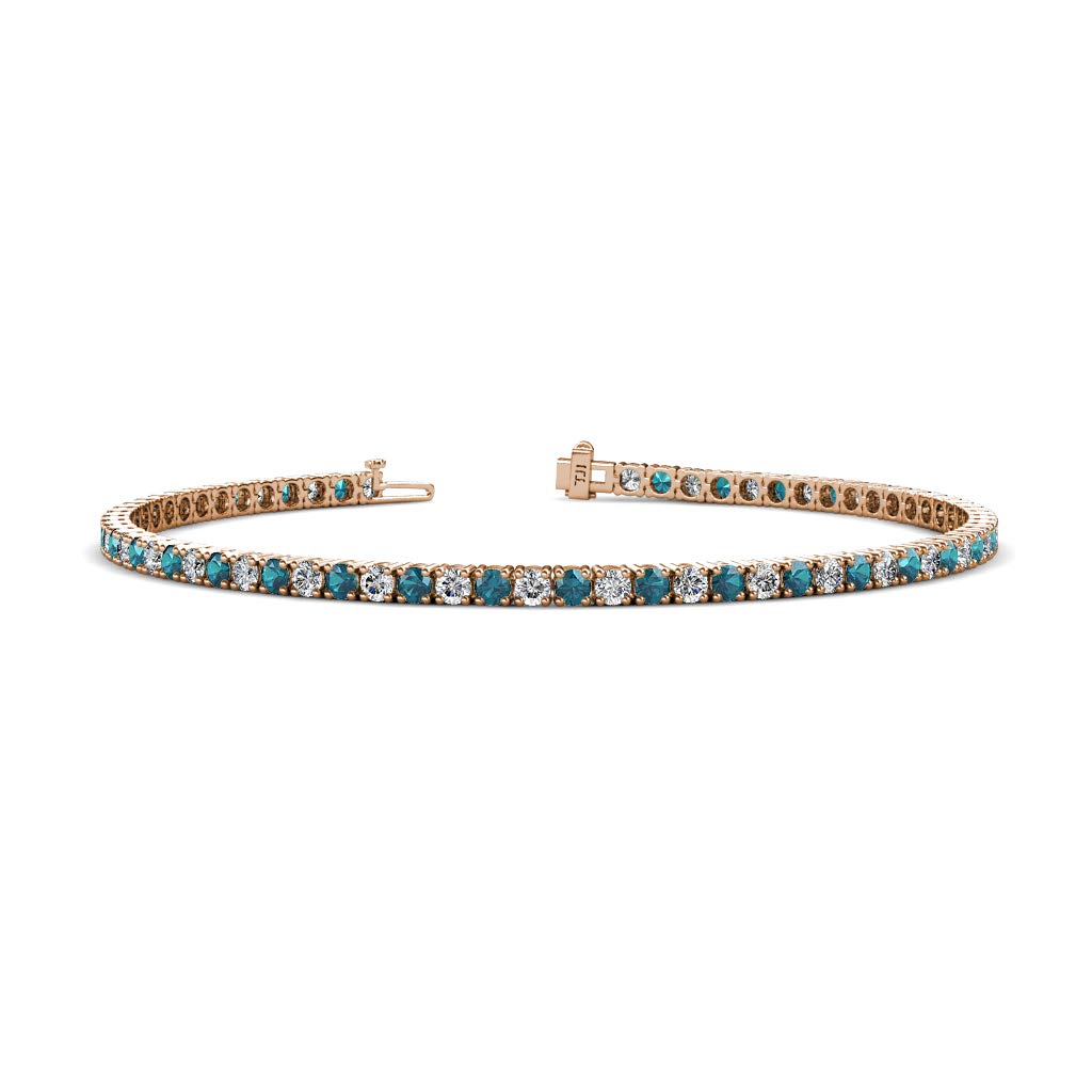 London Blue Topaz & Lab-Grown Diamond Women's Eternity Tennis Bracelet - 3.20ctw 14K Gold - Perfect for Weddings, Anniversaries & Special Occasions