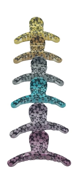 Aradhya Priyal Women's Thick Rectangle Claw Clip - Jumbo Hair Clips for Strong Hold - Matte Finish Banana Clips for Girls (Pack of 6) - Perfect for Ponytails, Buns & Everyday Hairstyles