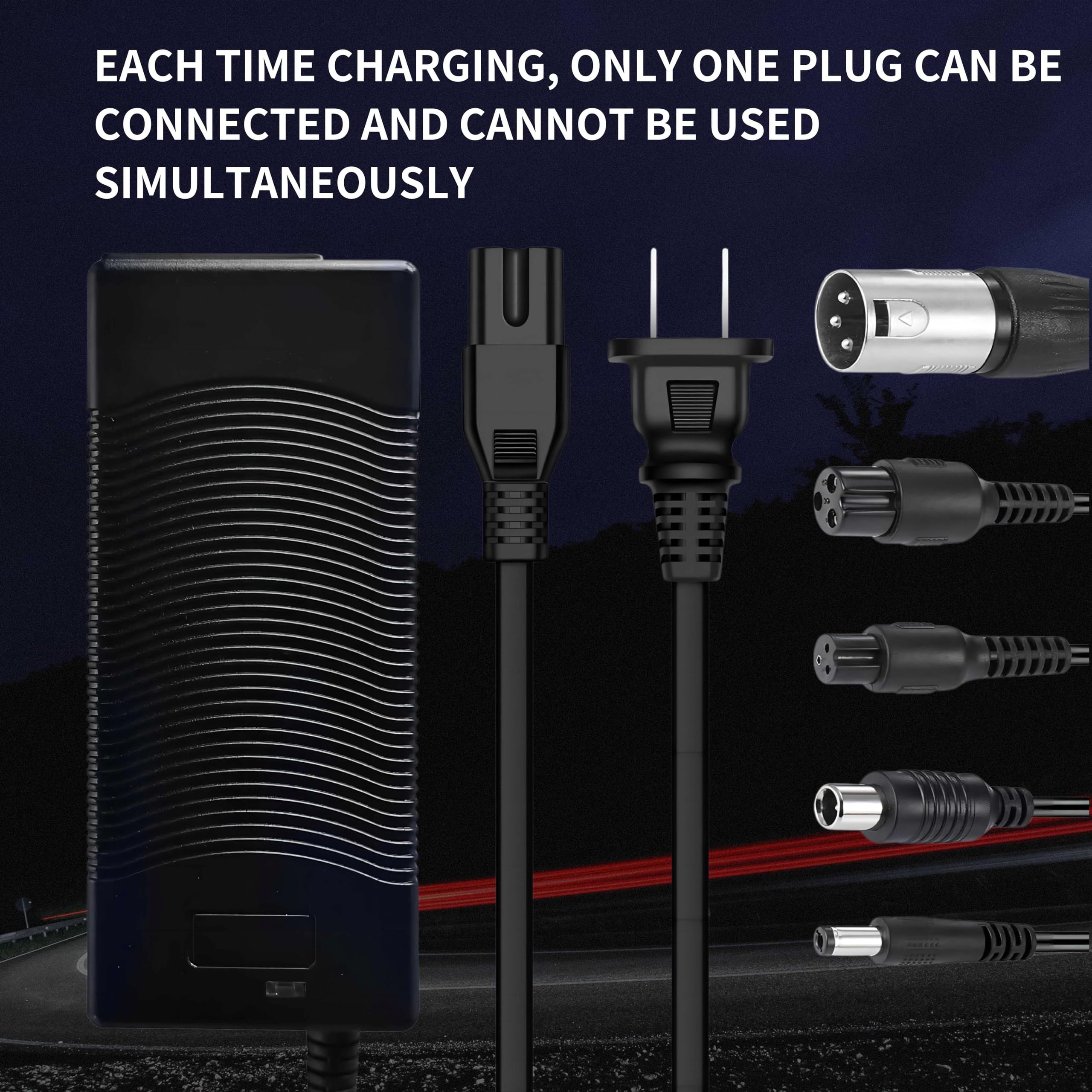 42V 2A Universal Electric Scooter Charger with 5-in-1 Plugs - Compatible with 36V E-Bike & Lithium Batteries - Works with Jetson, Razor, Swagtron, Bird, Gotrax, Segway - Perfect for Commuting, City Travel & Outdoor Adventures