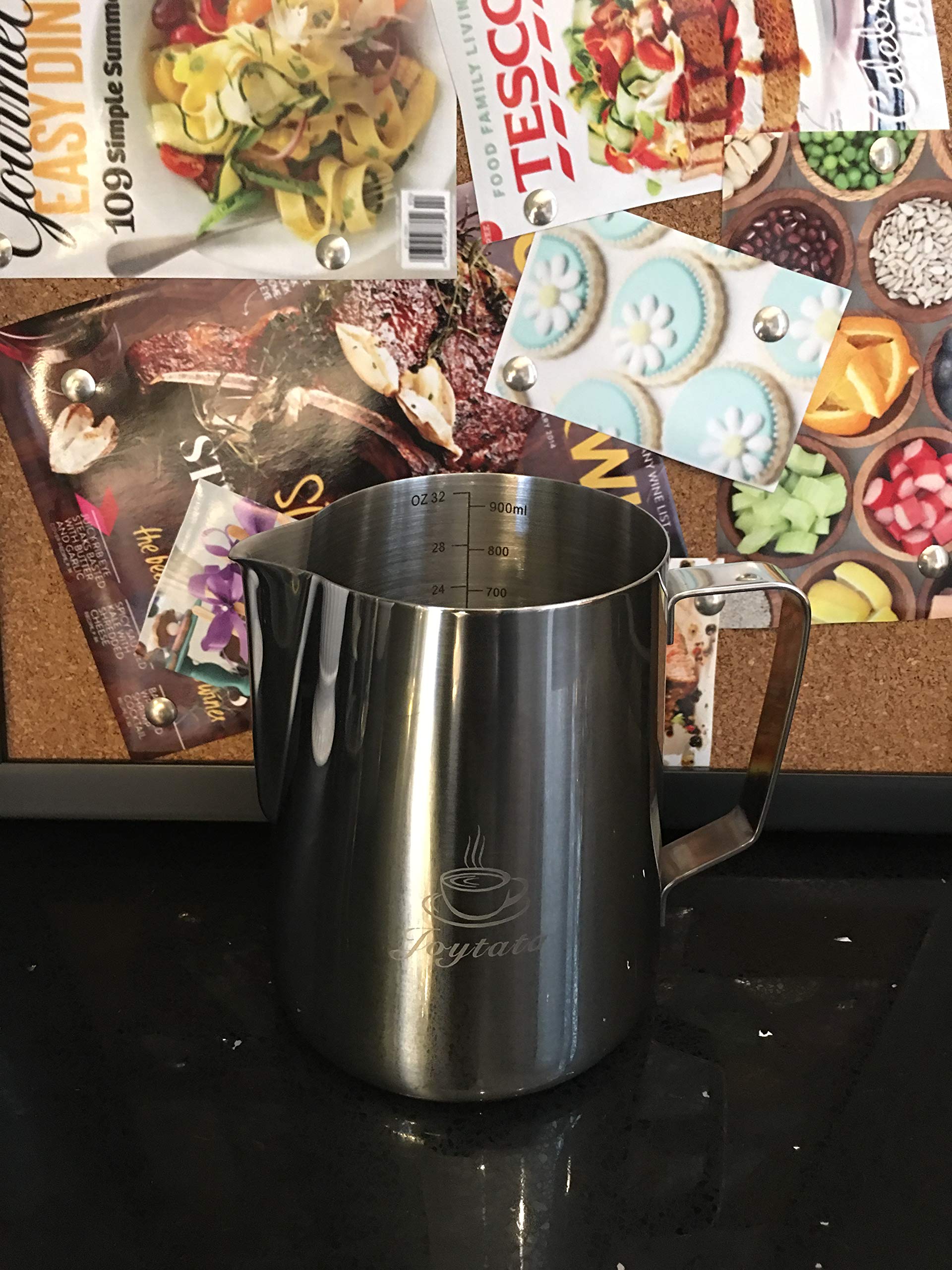 Premium 32oz Stainless Steel Milk Frothing Pitcher for Espresso & Latte Art - Barista-Grade 900ml Milk Frother Cup for Perfect Coffee Foam - Ideal for Home Baristas & Coffee Shops