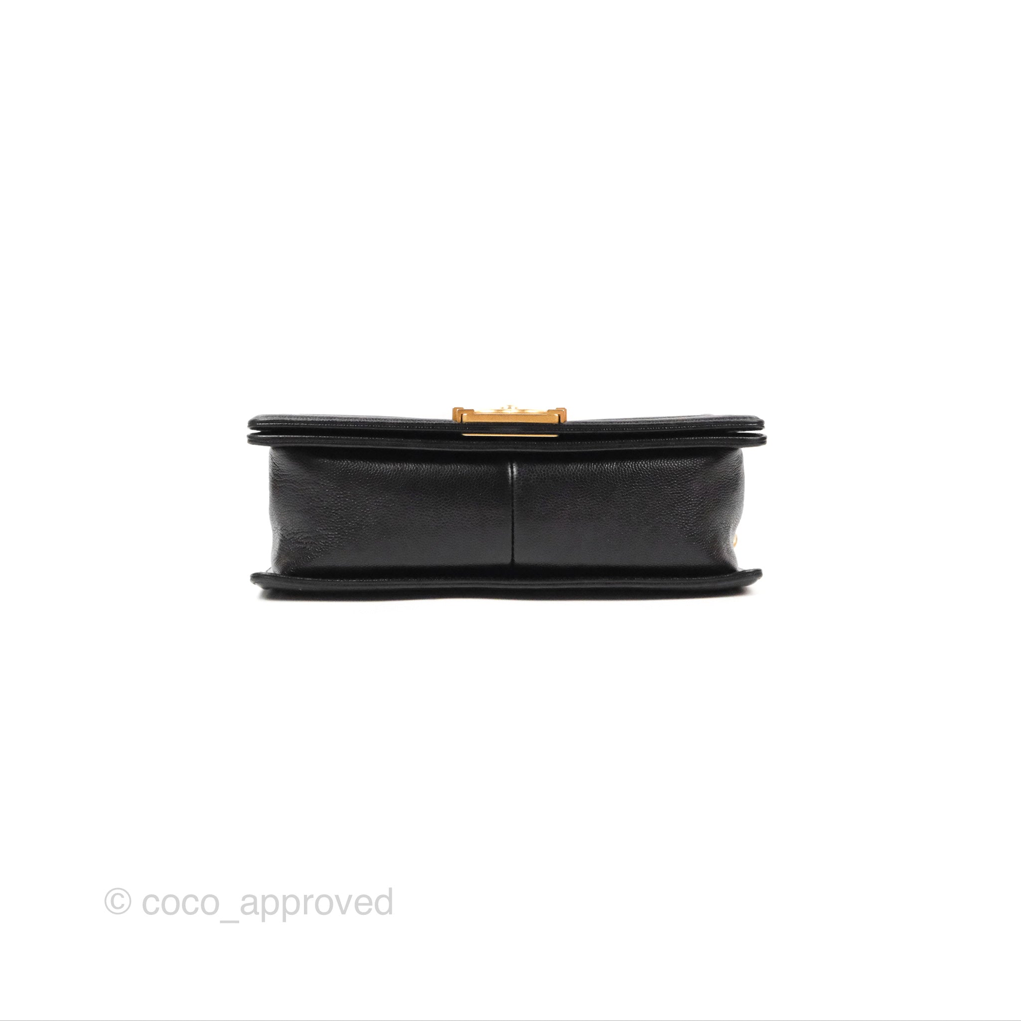 Chanel Chevron Medium Boy Bag in Black Caviar Leather with Aged Gold Hardware - Luxury Crossbody Bag for Women, Perfect for Evening Events & Parties