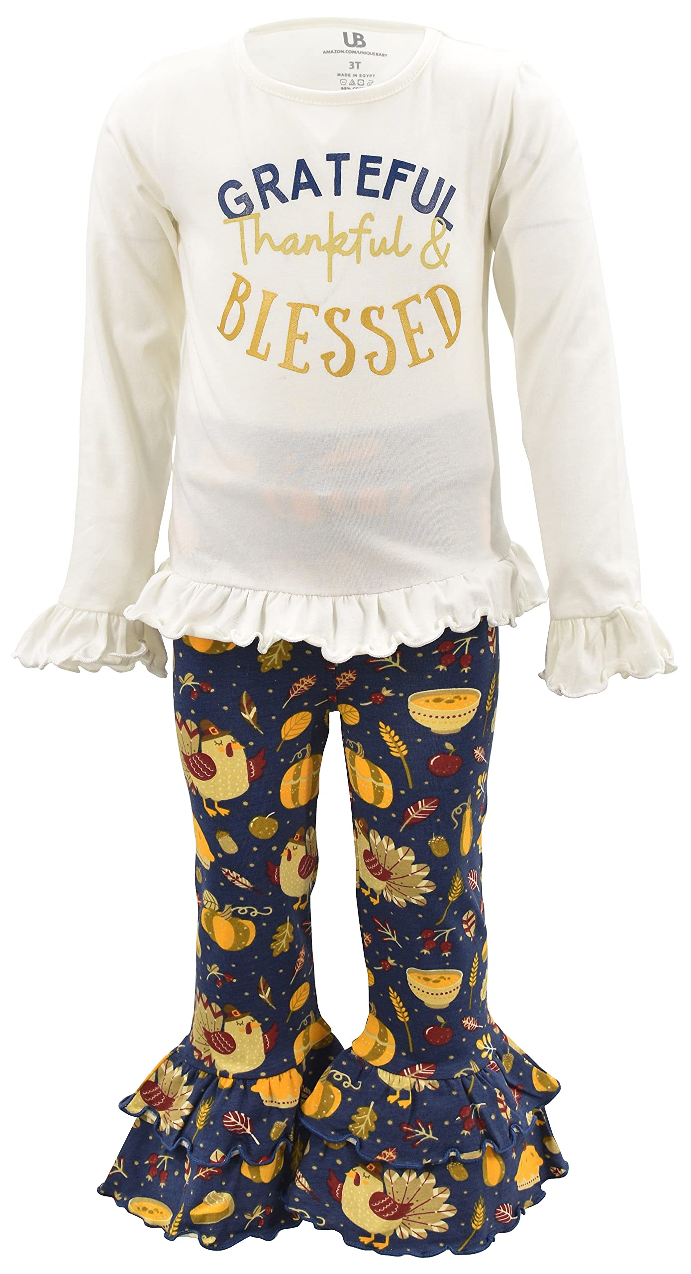 Girls 2-Piece Outfit - Ruffle Leggings & Long Sleeve Shirt for Toddler Playtime