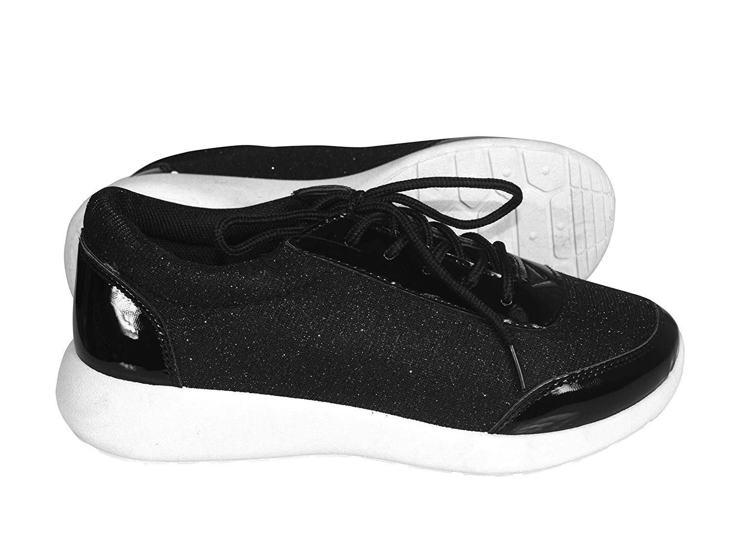 Sparkling Glitter Lace-Up Platform Sneakers for Women - Comfortable Elastic Casual Shoes for Party, Dance & Everyday Wear