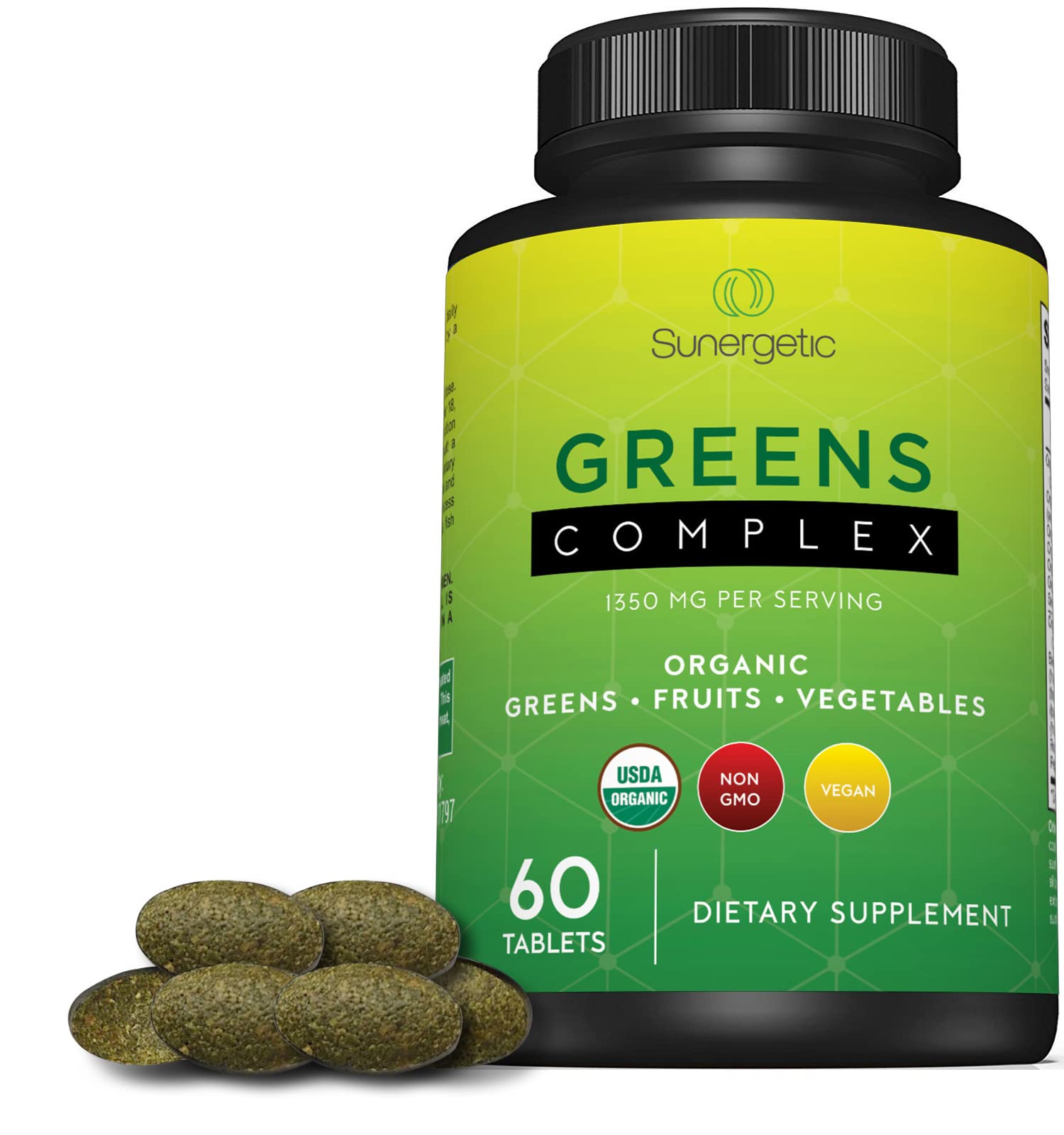 USDA Organic Greens Superfood Tablets - 60 Count | Superfood Powder with Vegetables, Fruits & Polyphenols | Daily Supplement for Energy & Digestion | Perfect for Smoothies, Juicing & On-the-Go Nutrition