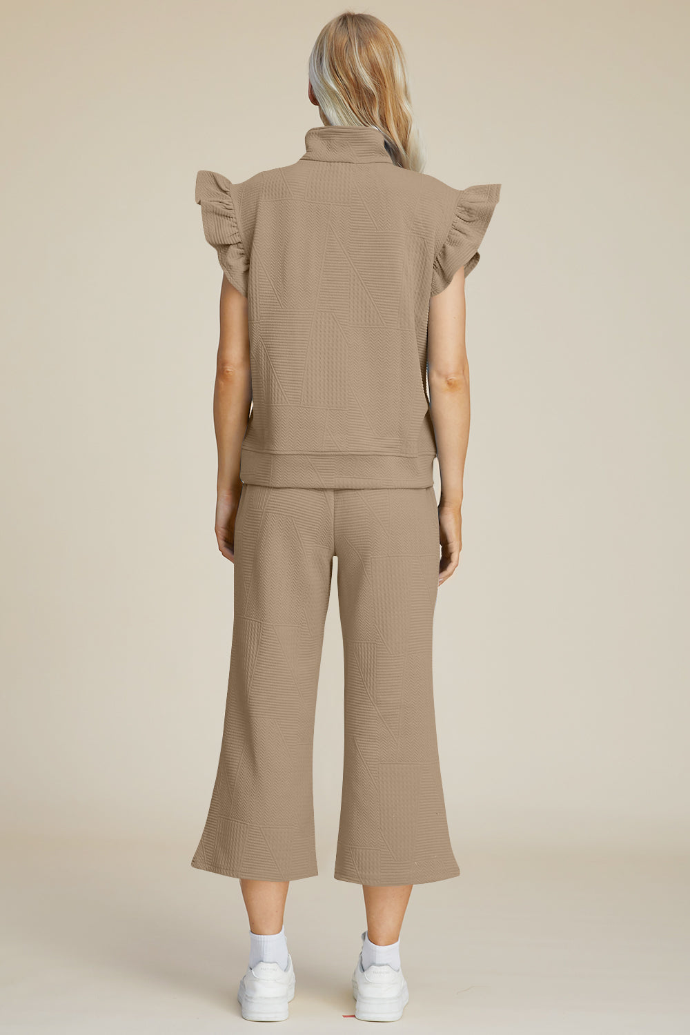 Double Take Women's Full Size Textured Ruffle Short Sleeve Top & Wide Leg Pants Set | Casual Outfit for Summer, Beach, Date Night & Office Wear
